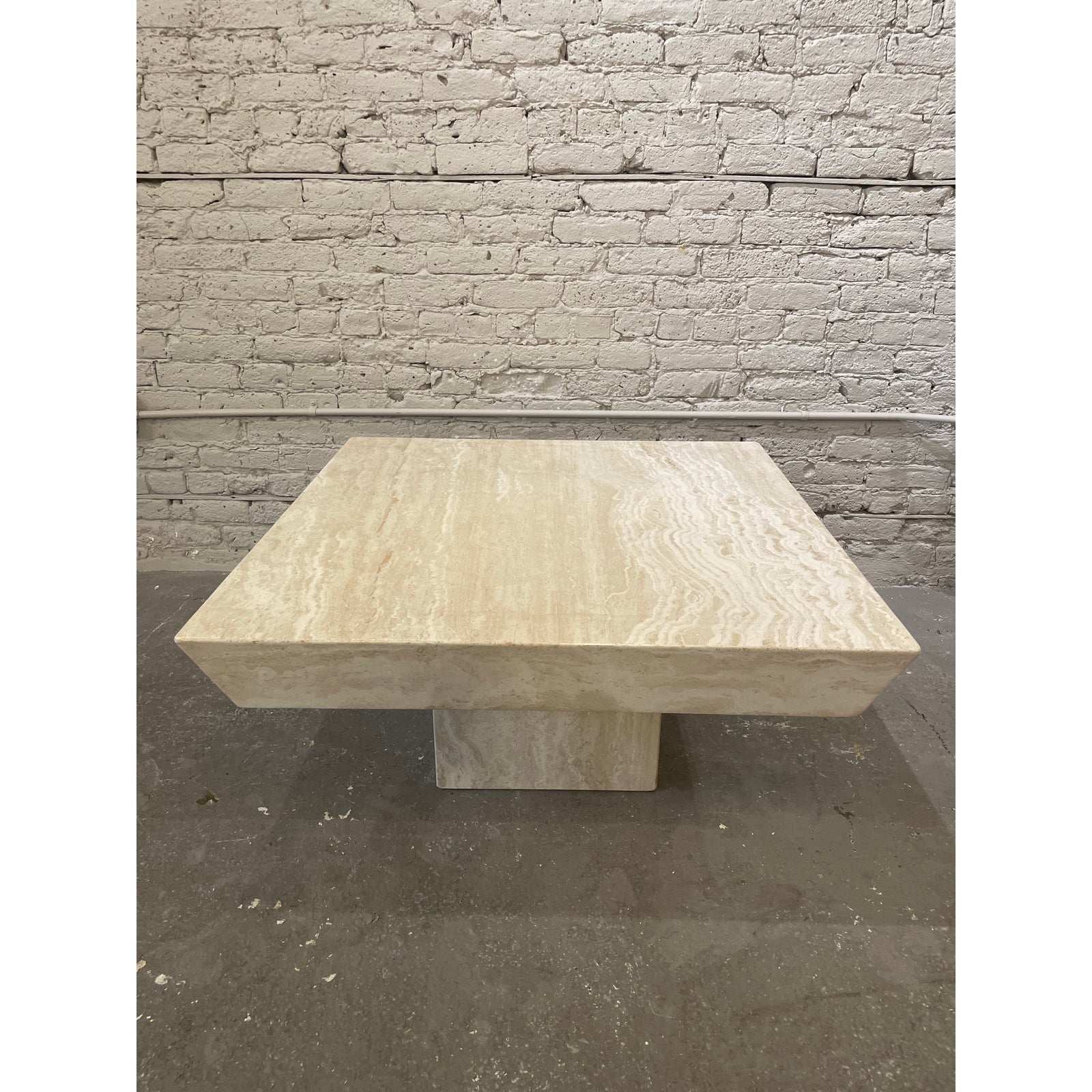 Vintage Travertine Coffee Table With Angled Edge 1980s