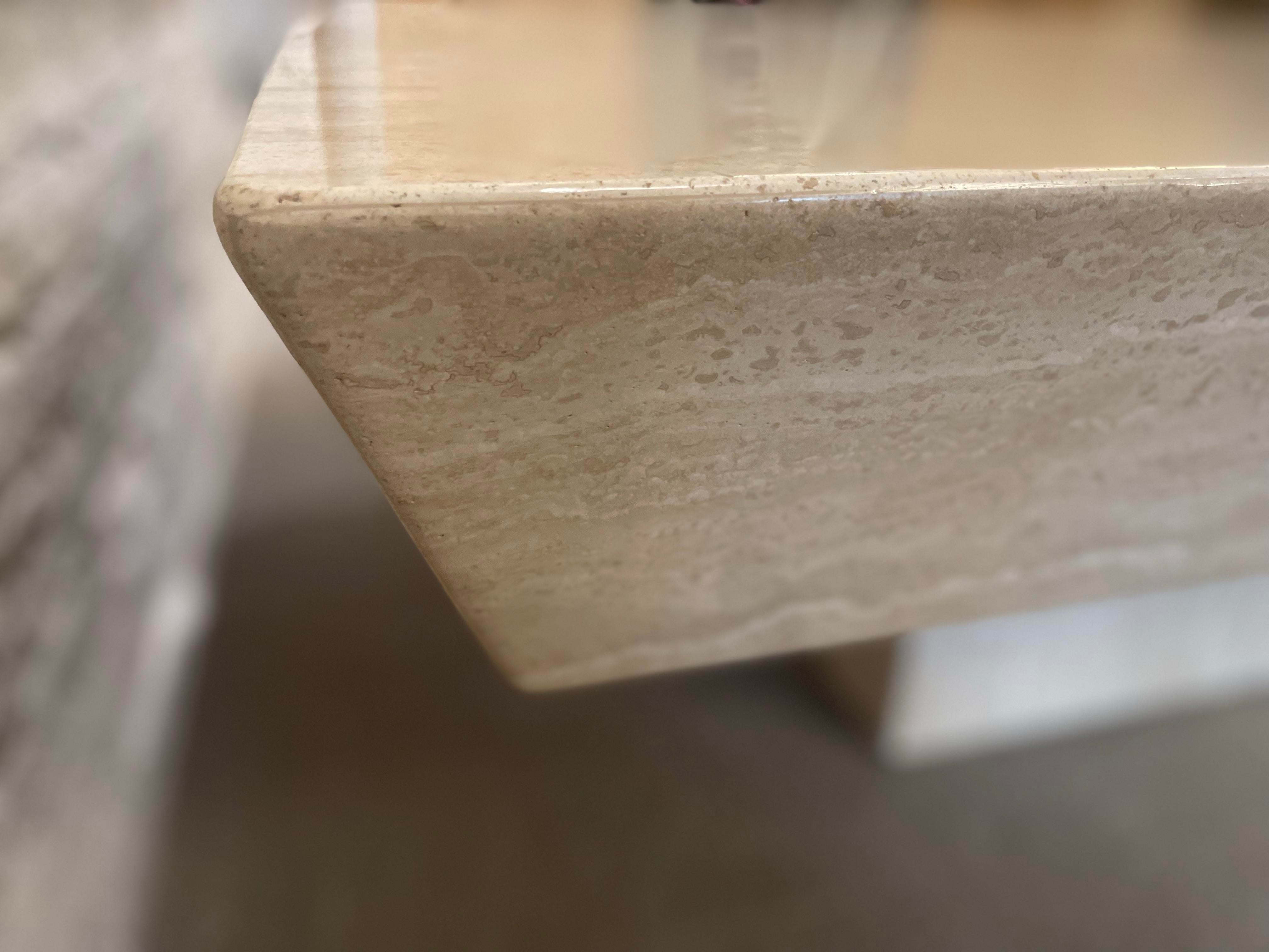 Vintage Travertine Coffee Table With Angled Edge 1980s