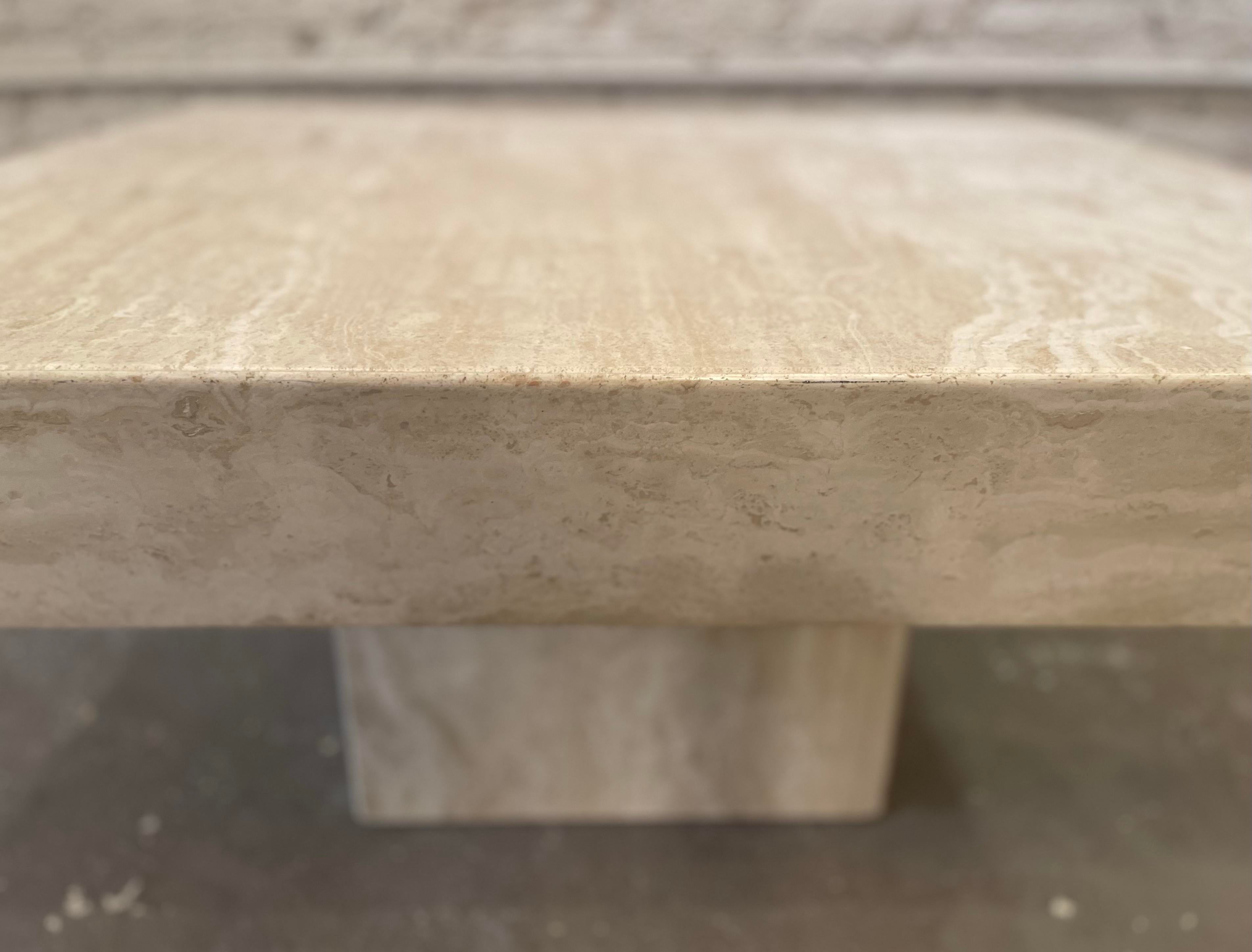Vintage Travertine Coffee Table With Angled Edge 1980s