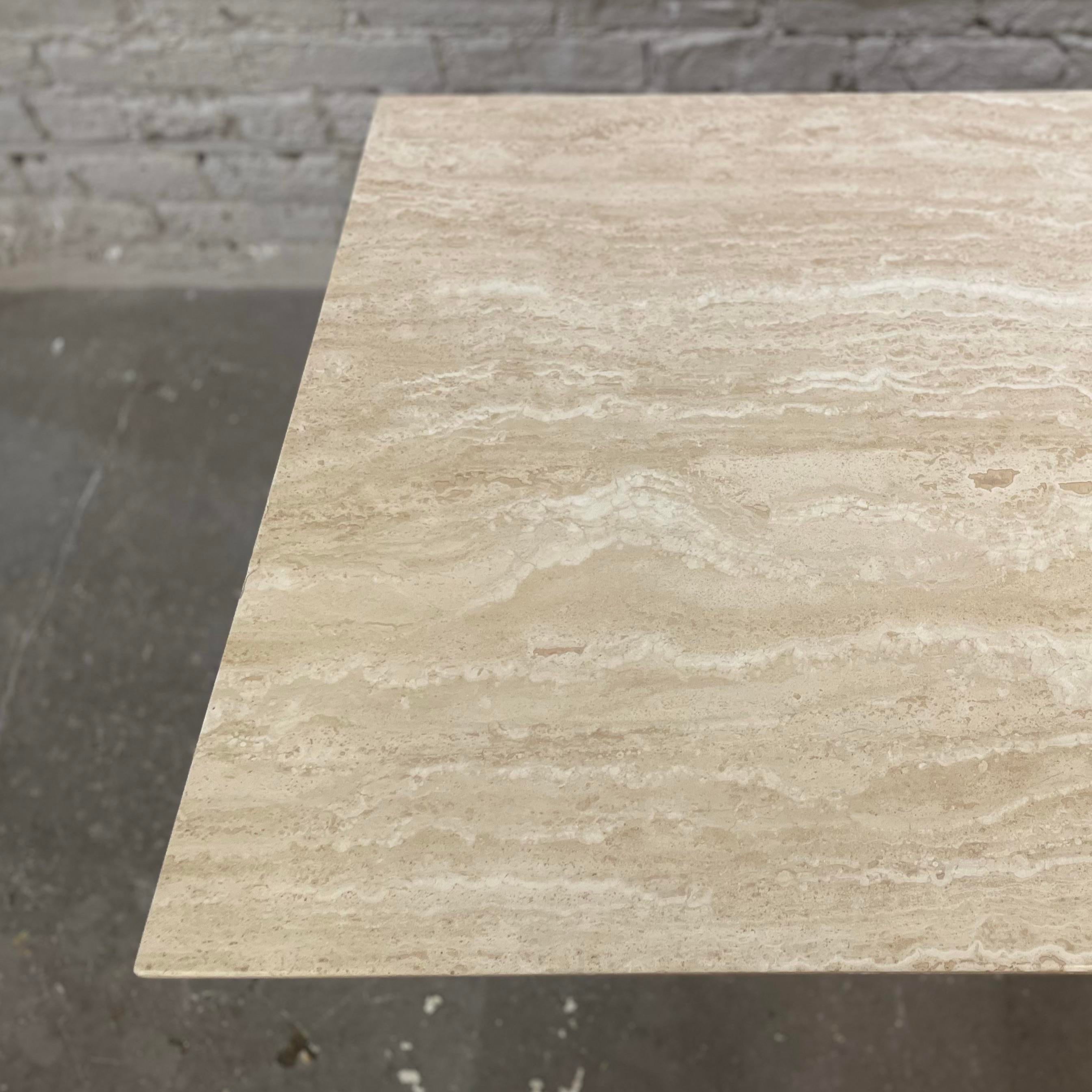Vintage Travertine Side Tables With Angled Edge 1980s - a Pair
