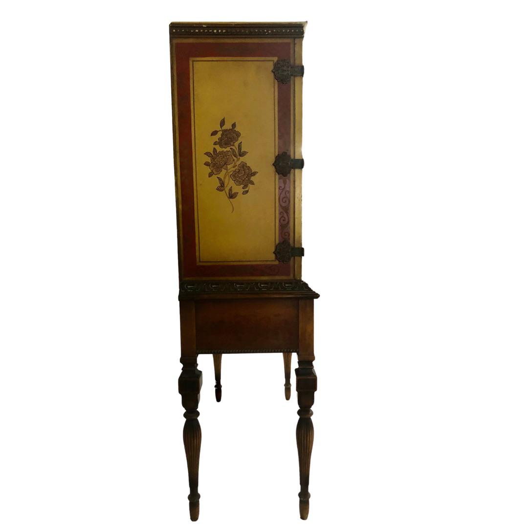 1920s Chinoiserie Yellow Cabinet Armoire Bar Cabinet