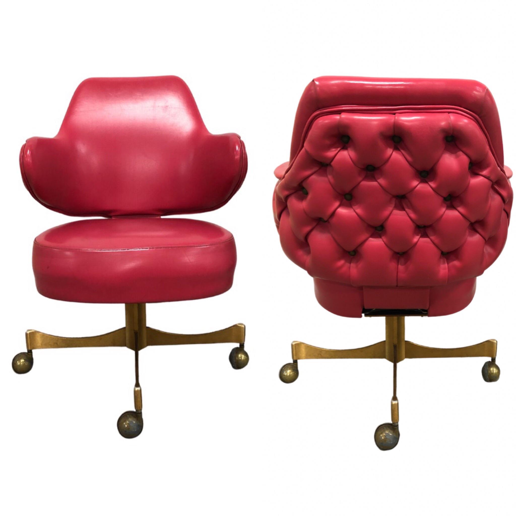 1960s Eero Saarinen Style Lipstick Pink Executive Chair