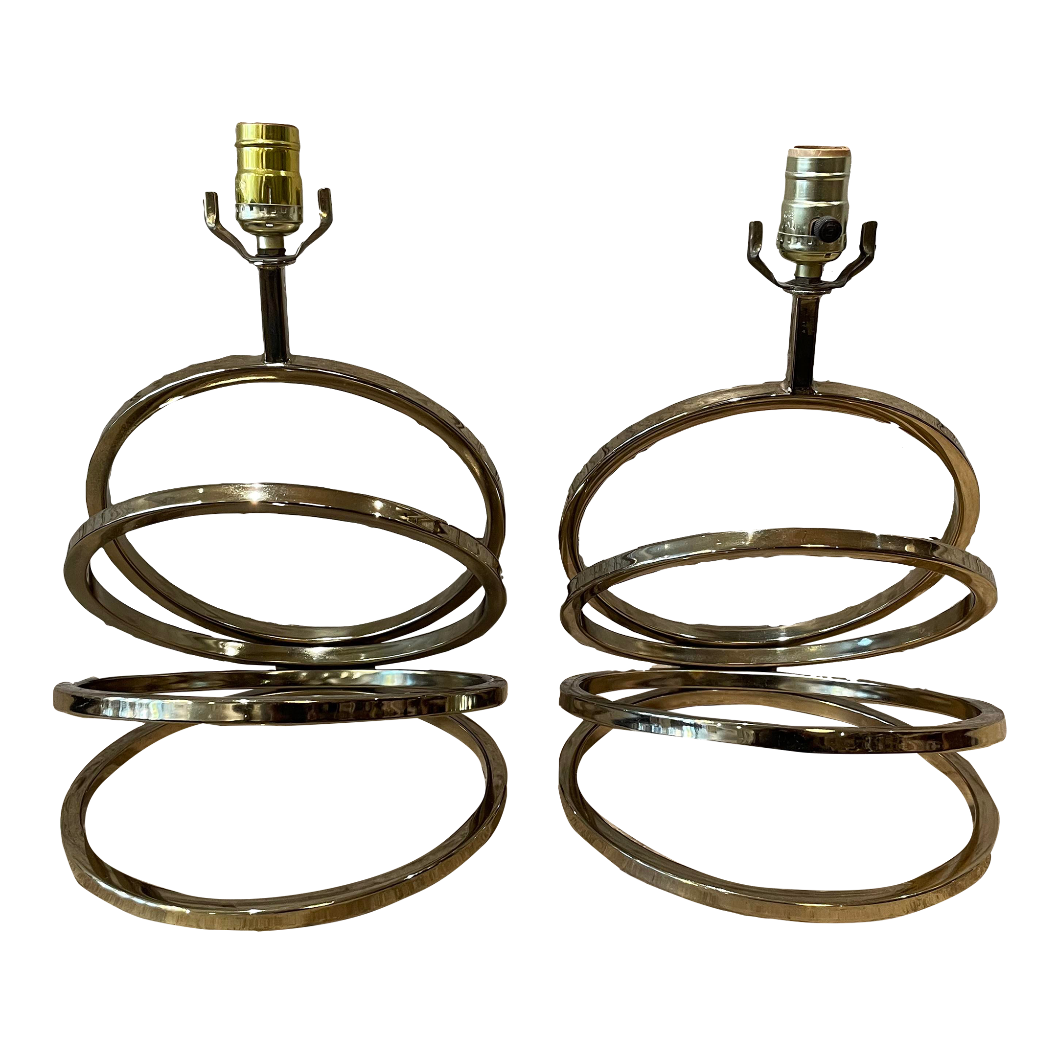1960s Vintage Brass Spiral Lamps
