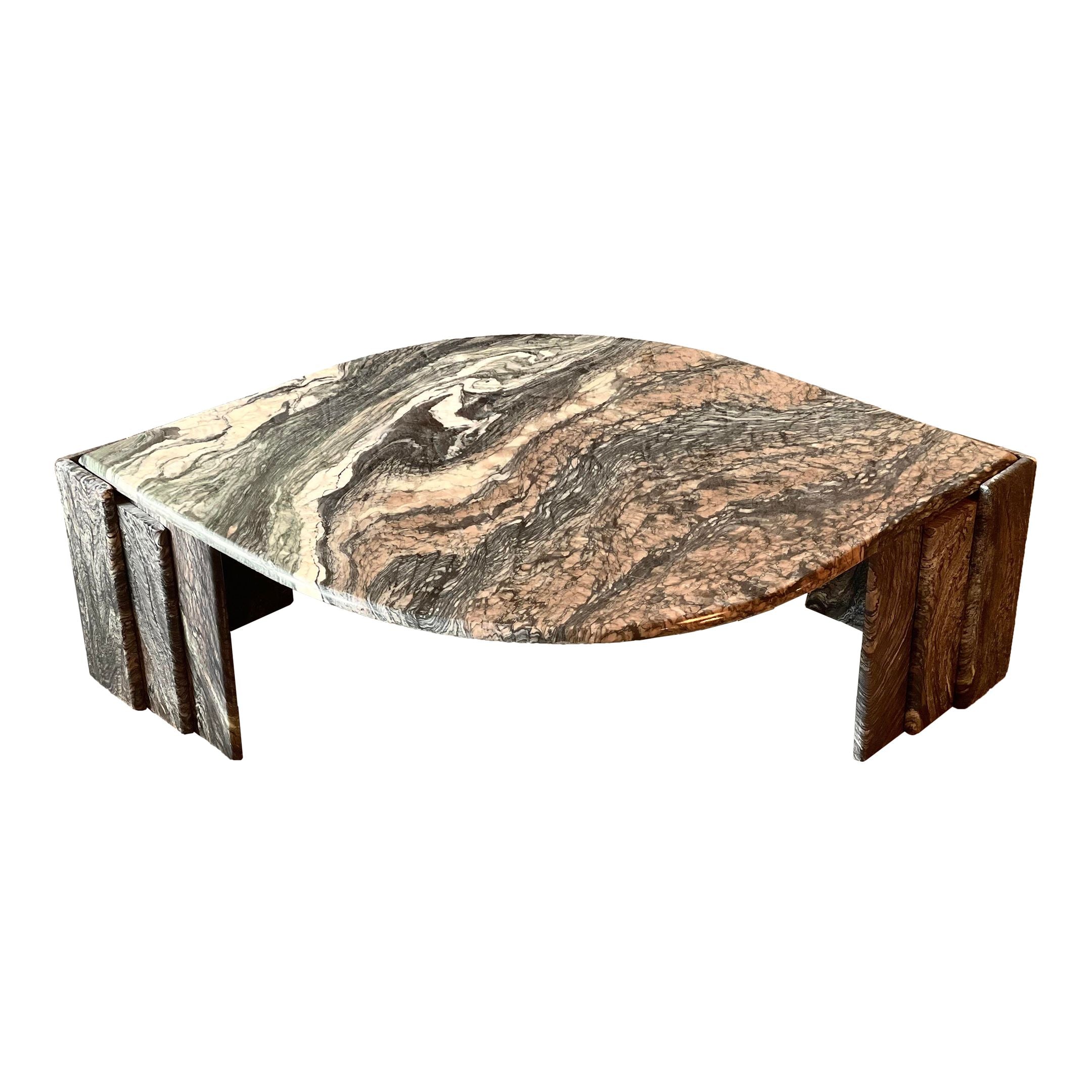 1980s Cipollini Ondulato Postmodern Eye Shaped Marble Coffee Table