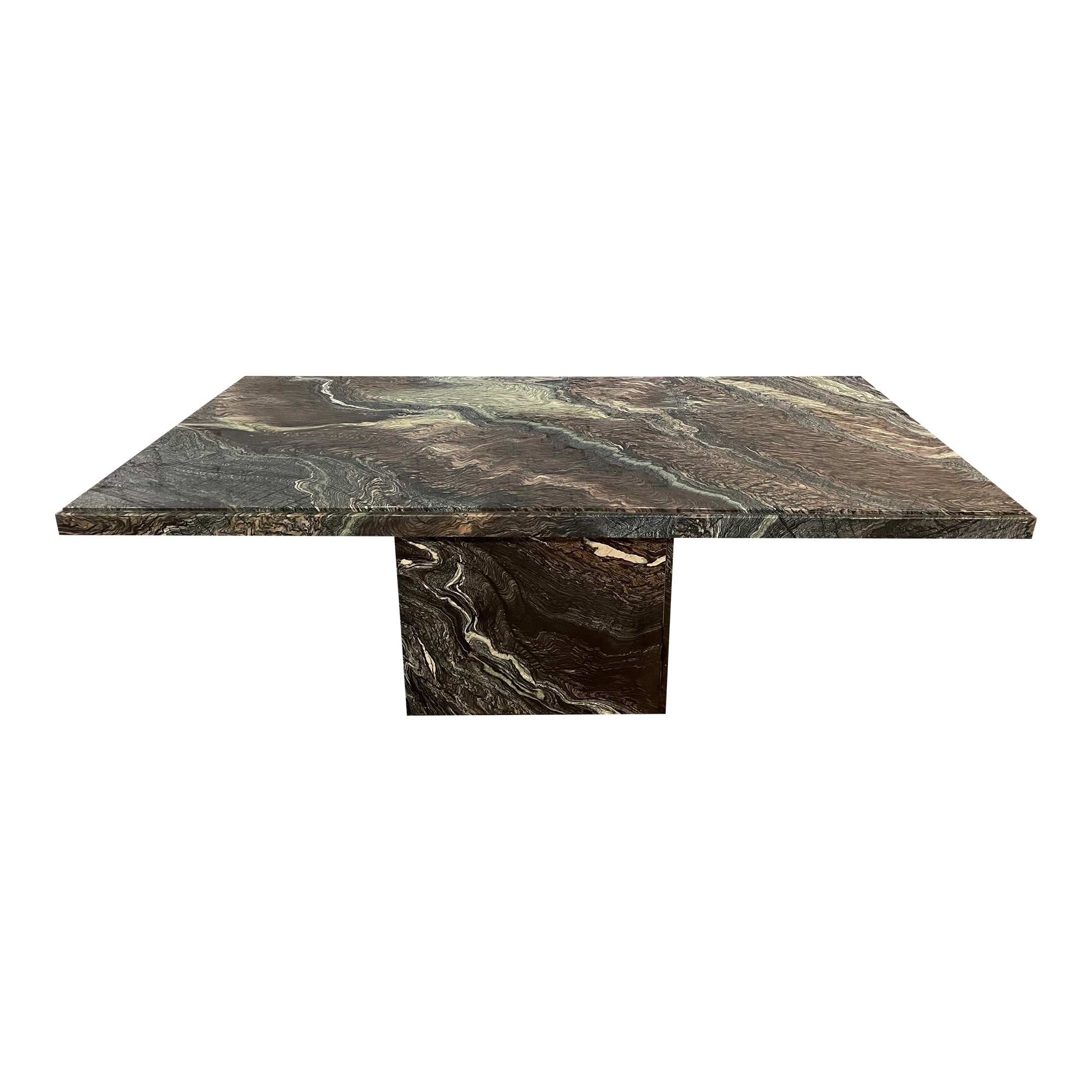 1980s Cipollino Ondulato Post Modern Marble Dining Table