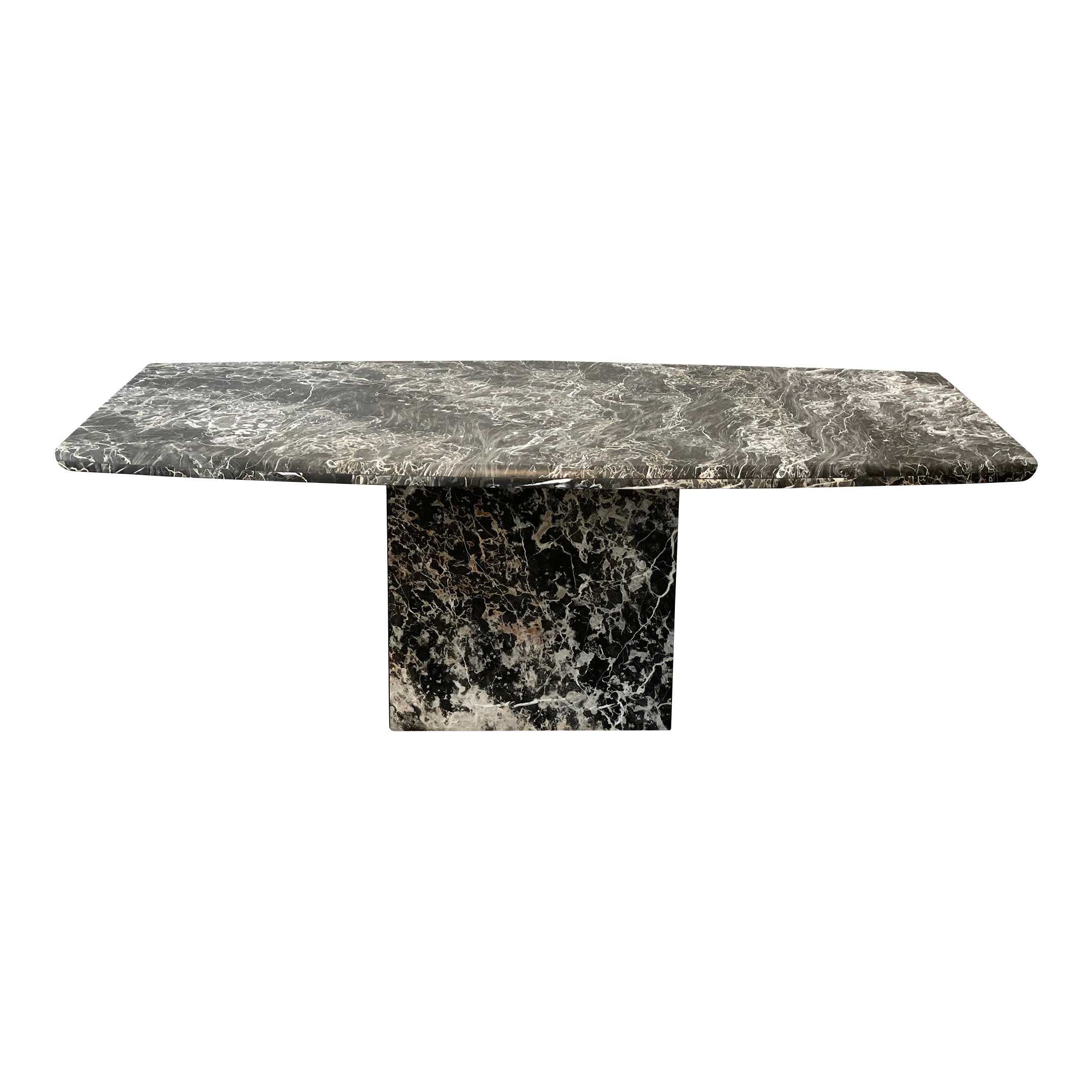 1980s Italian Nero Portoro Marble Vintage Dining Table