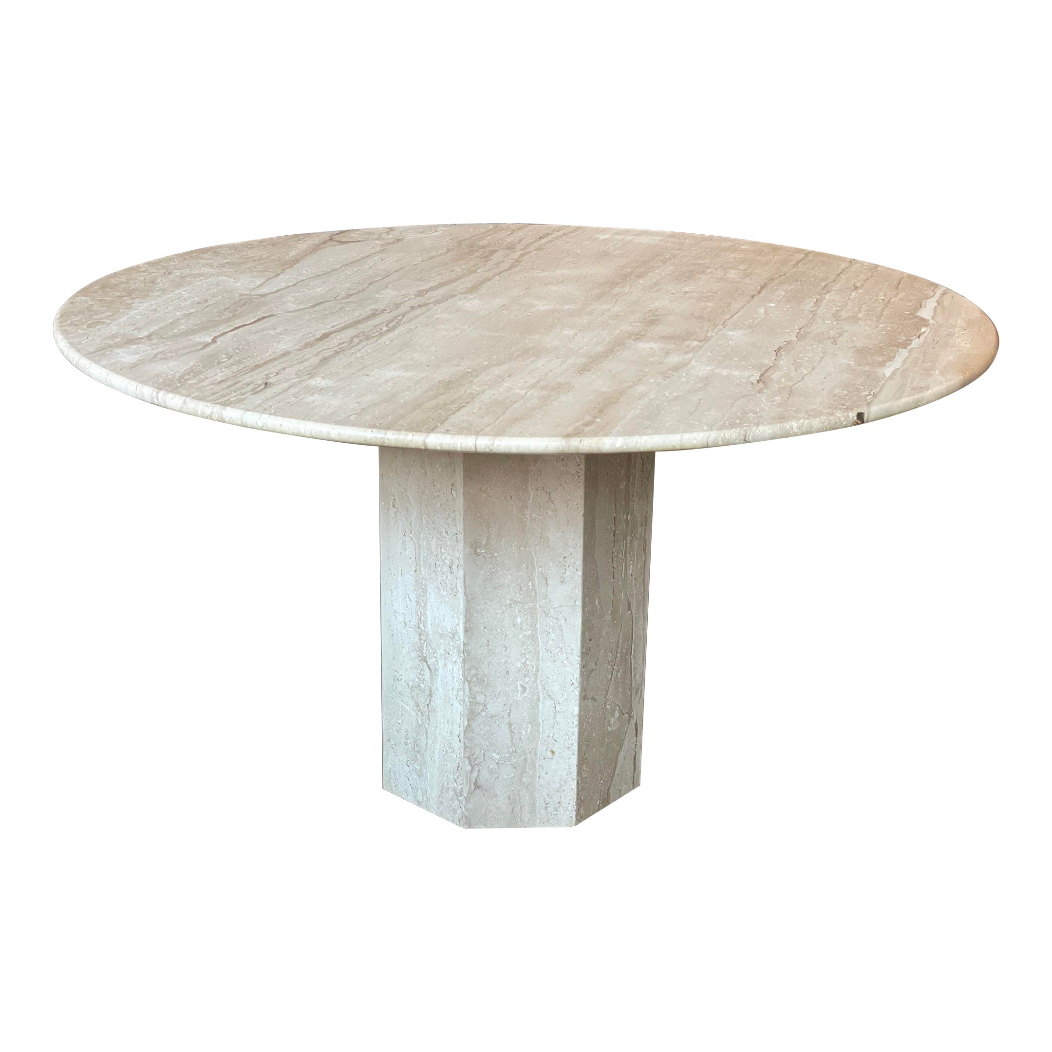1980s Italian Travertine Postmodern Dining Table
