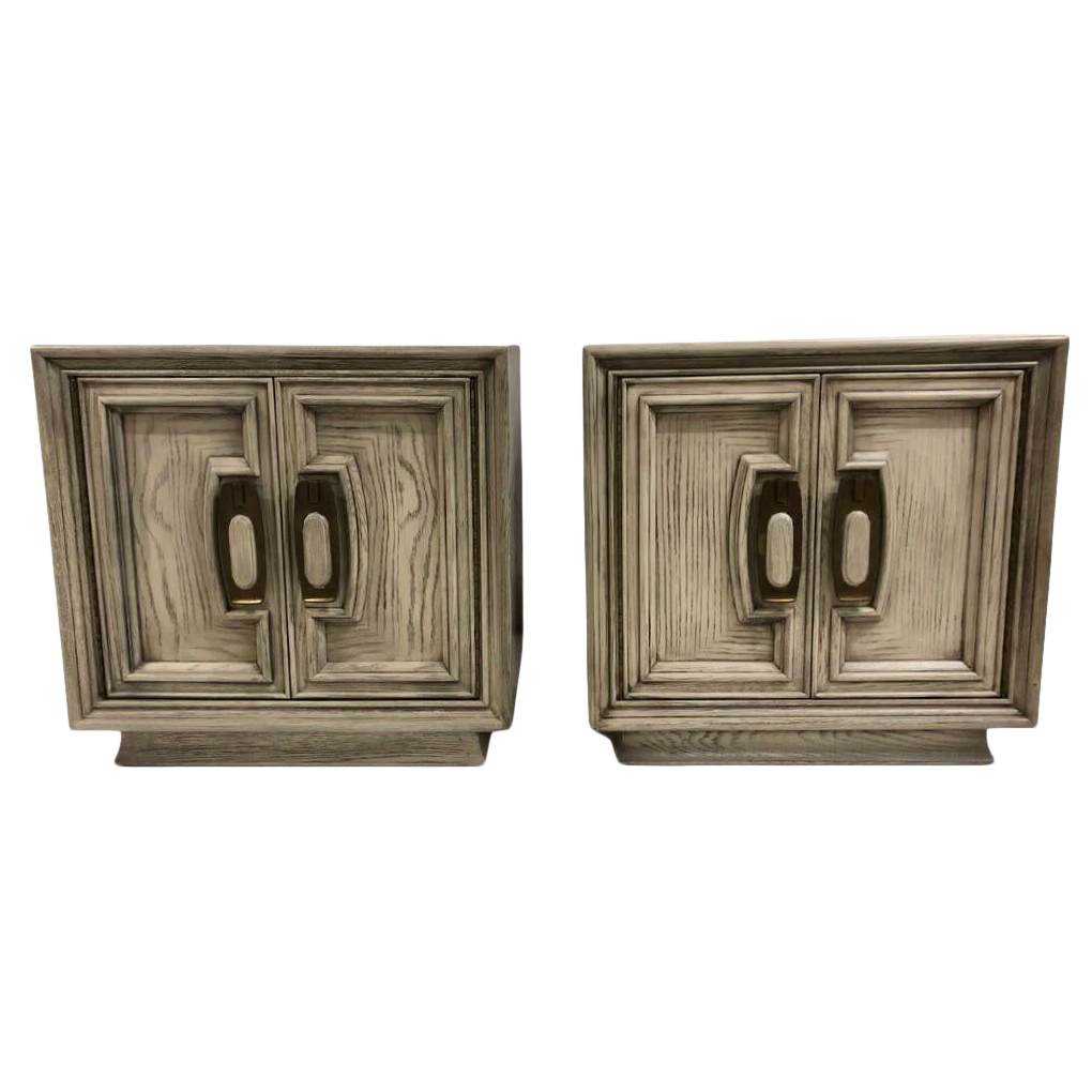 1980s Mid-Century Cerused Nightstands - a Pair