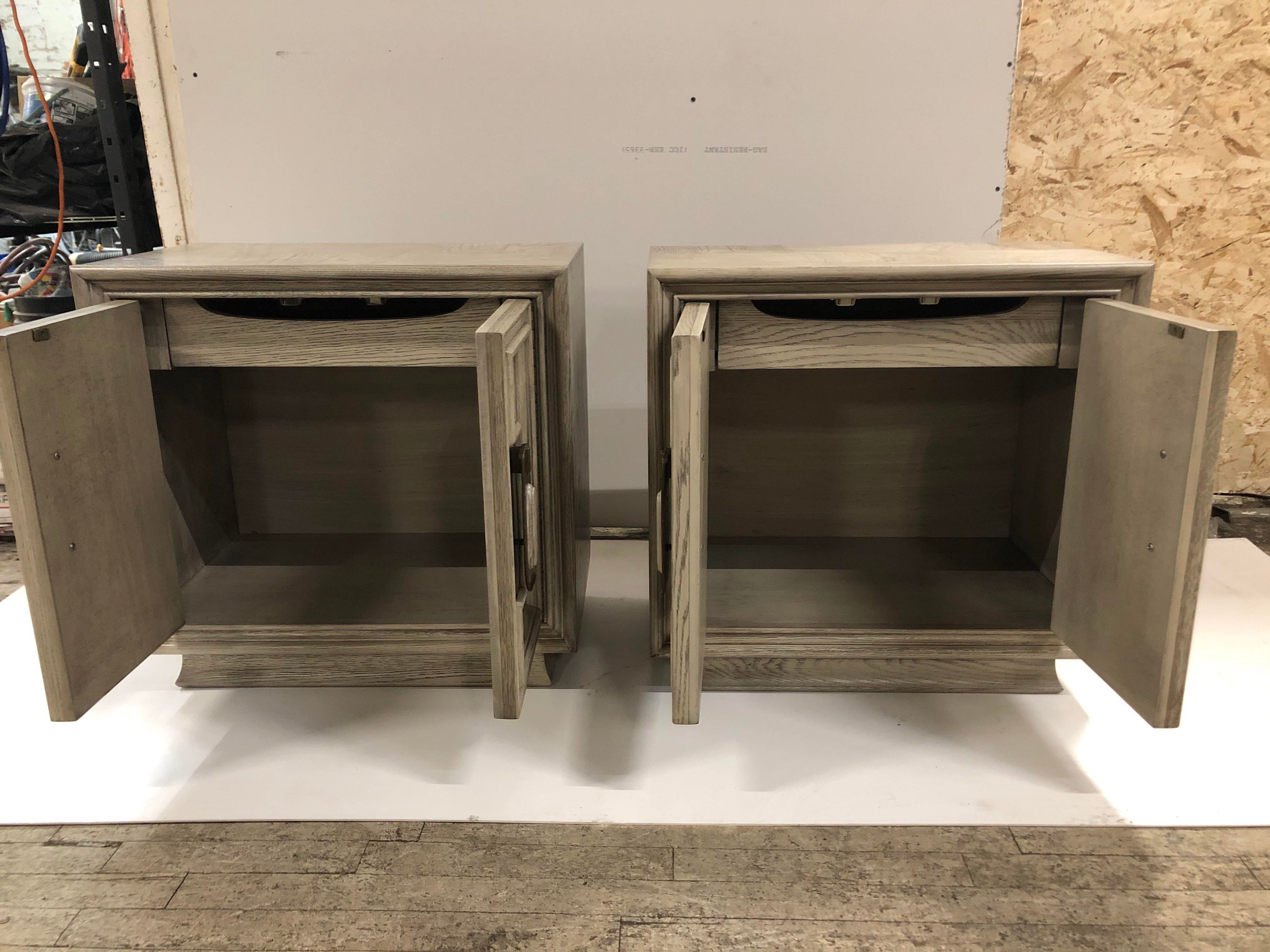 1980s Mid-Century Cerused Nightstands - a Pair