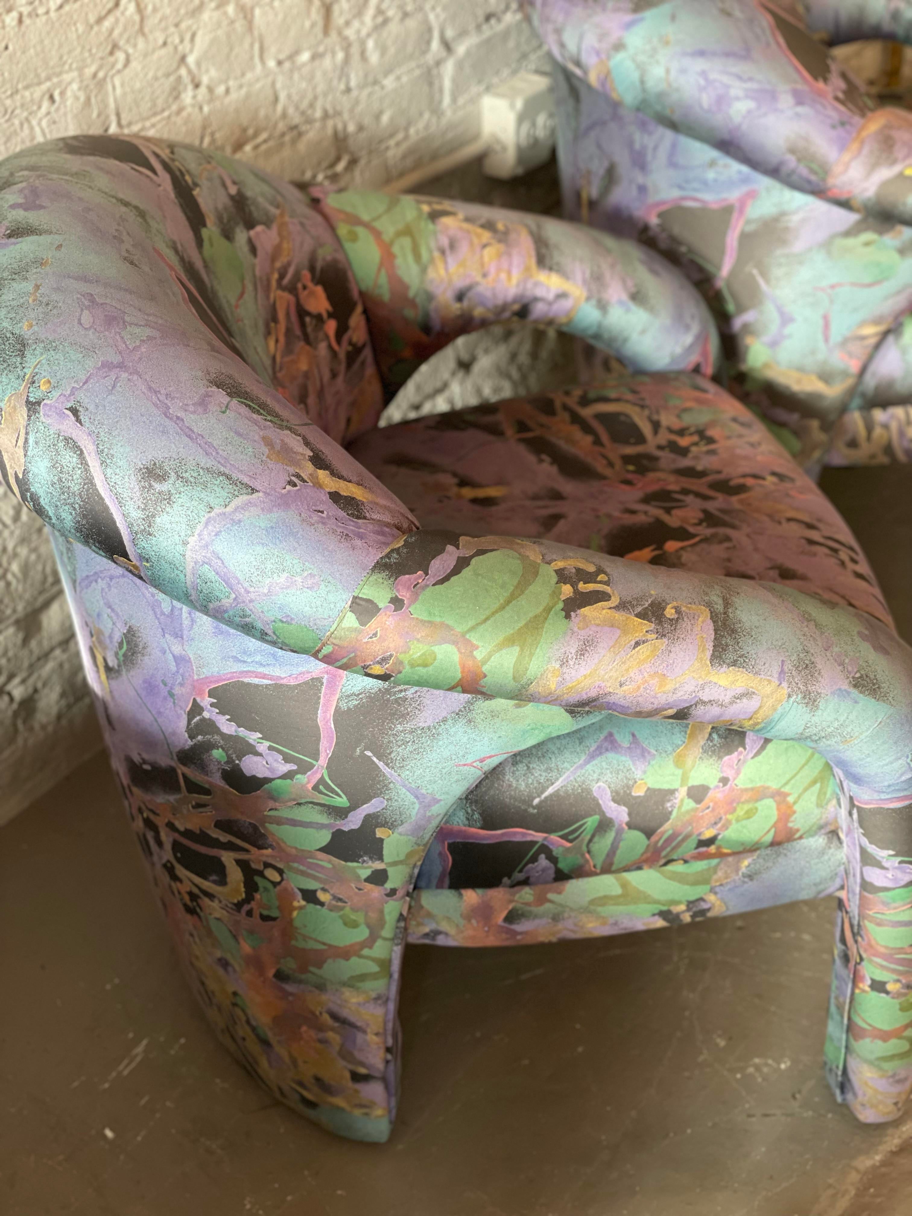1980s Postmodern Sculptural Arc Chairs - a Pair
