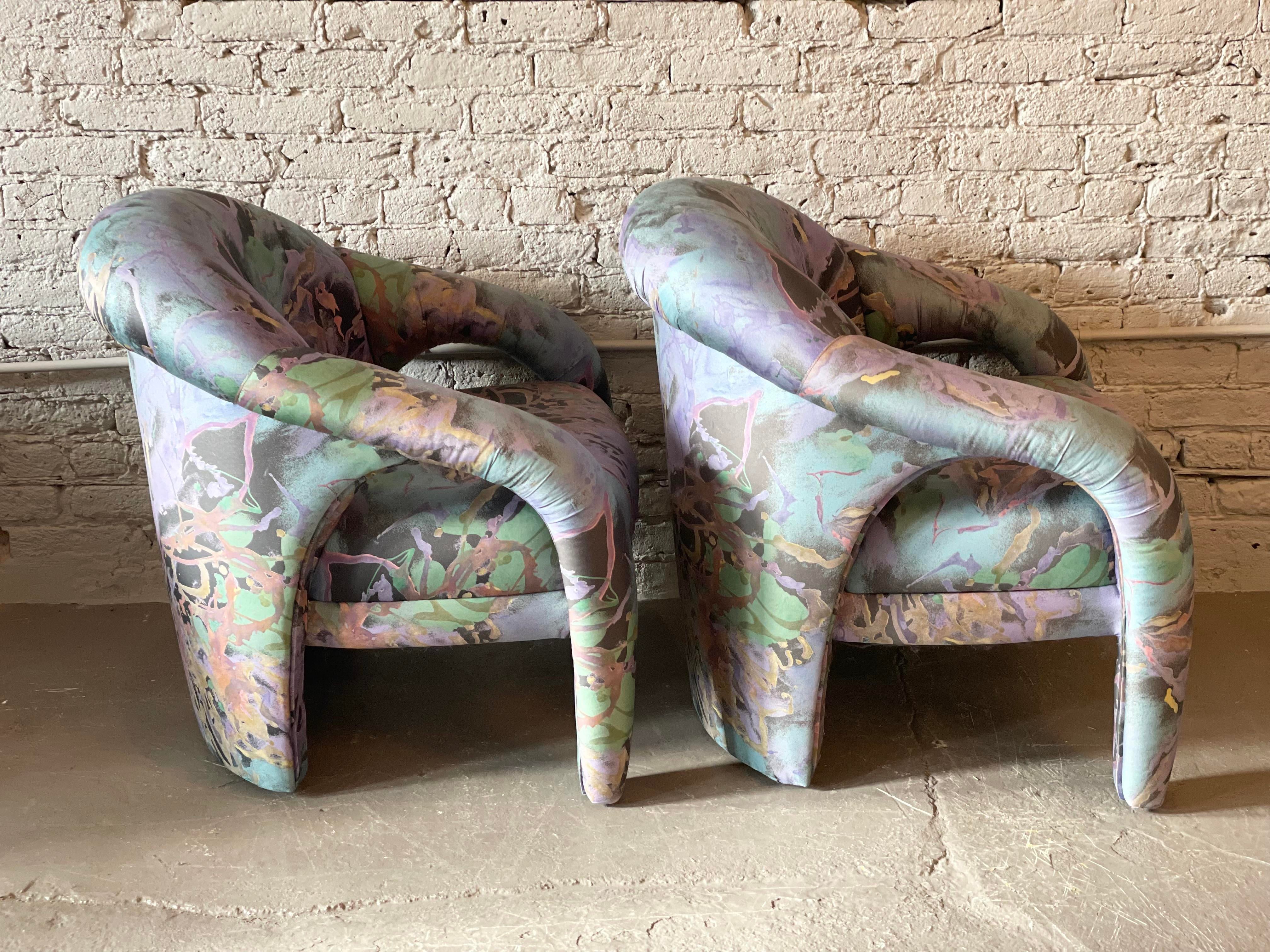 1980s Postmodern Sculptural Arc Chairs - a Pair