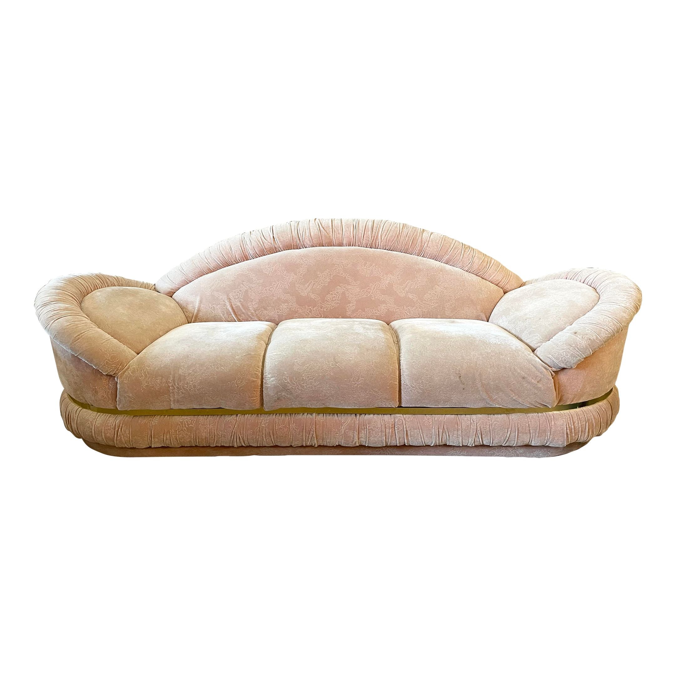 1980s Postmodern Sofa With Brass Detailing