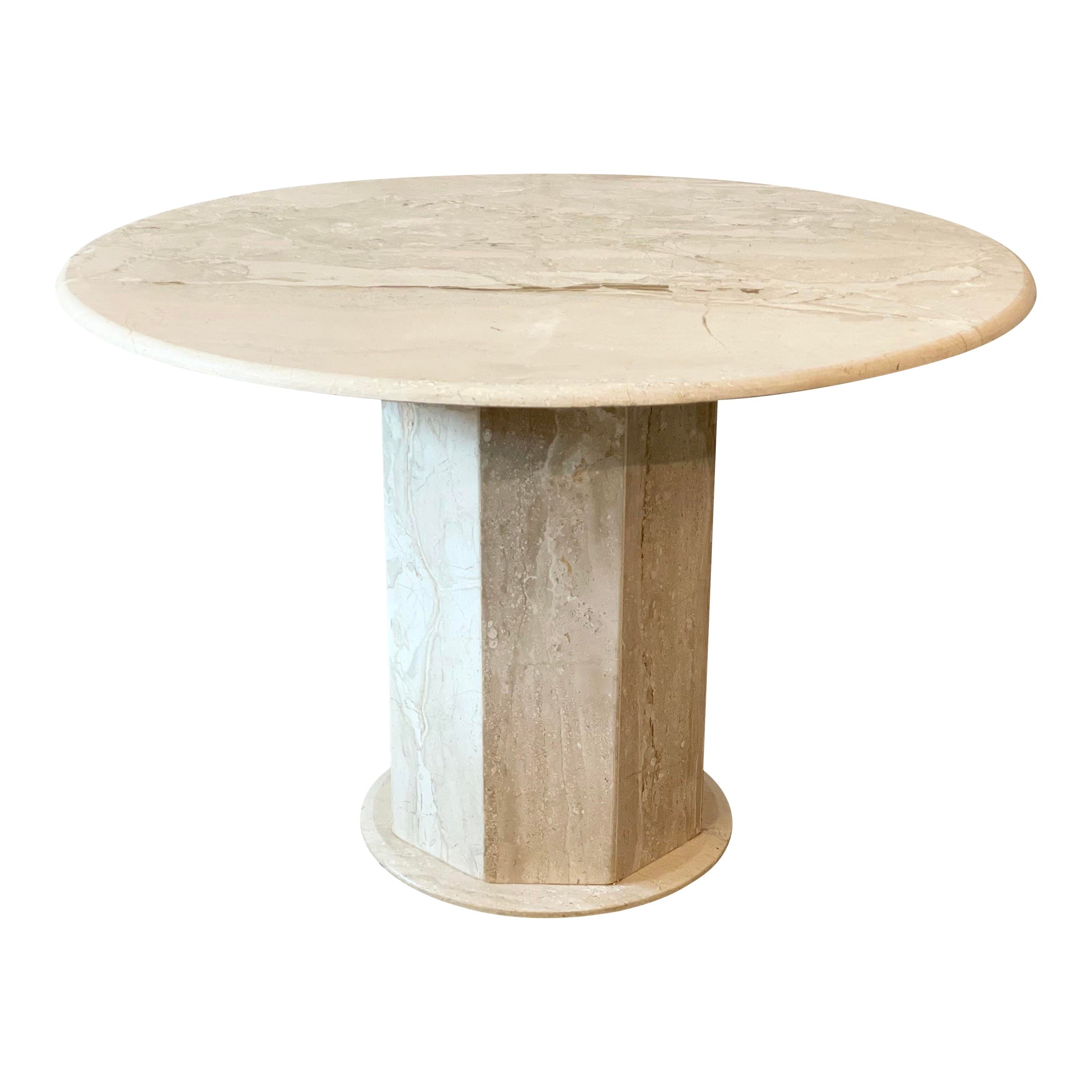 1980s Postmodern Travertine Honed Dining Table