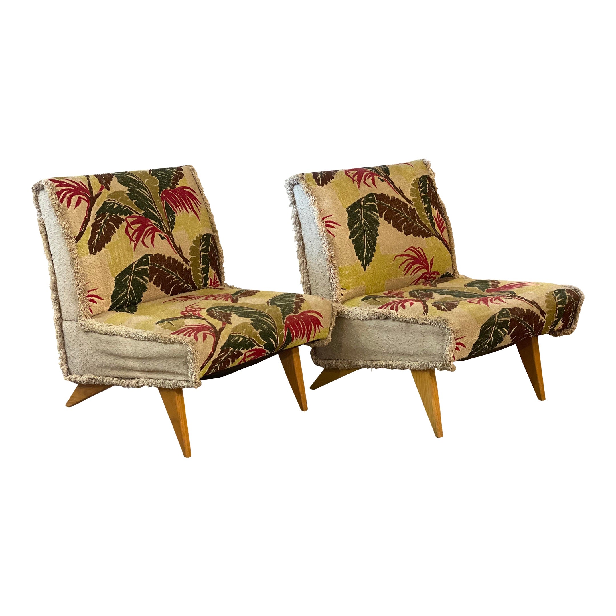1980s Vintage Armless Lounge Chairs - a Pair