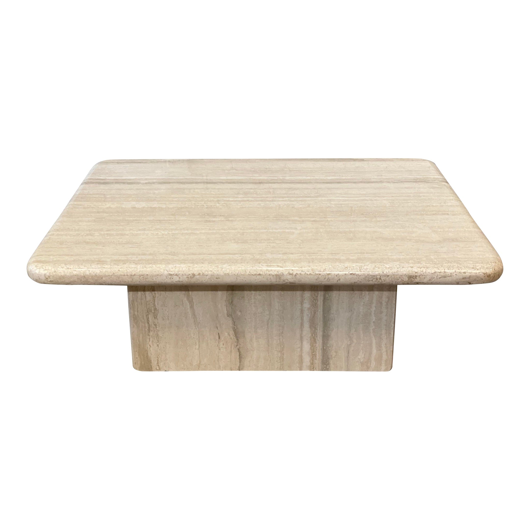 1980s Vintage Postmodern Travertine Rectangle Coffee Table