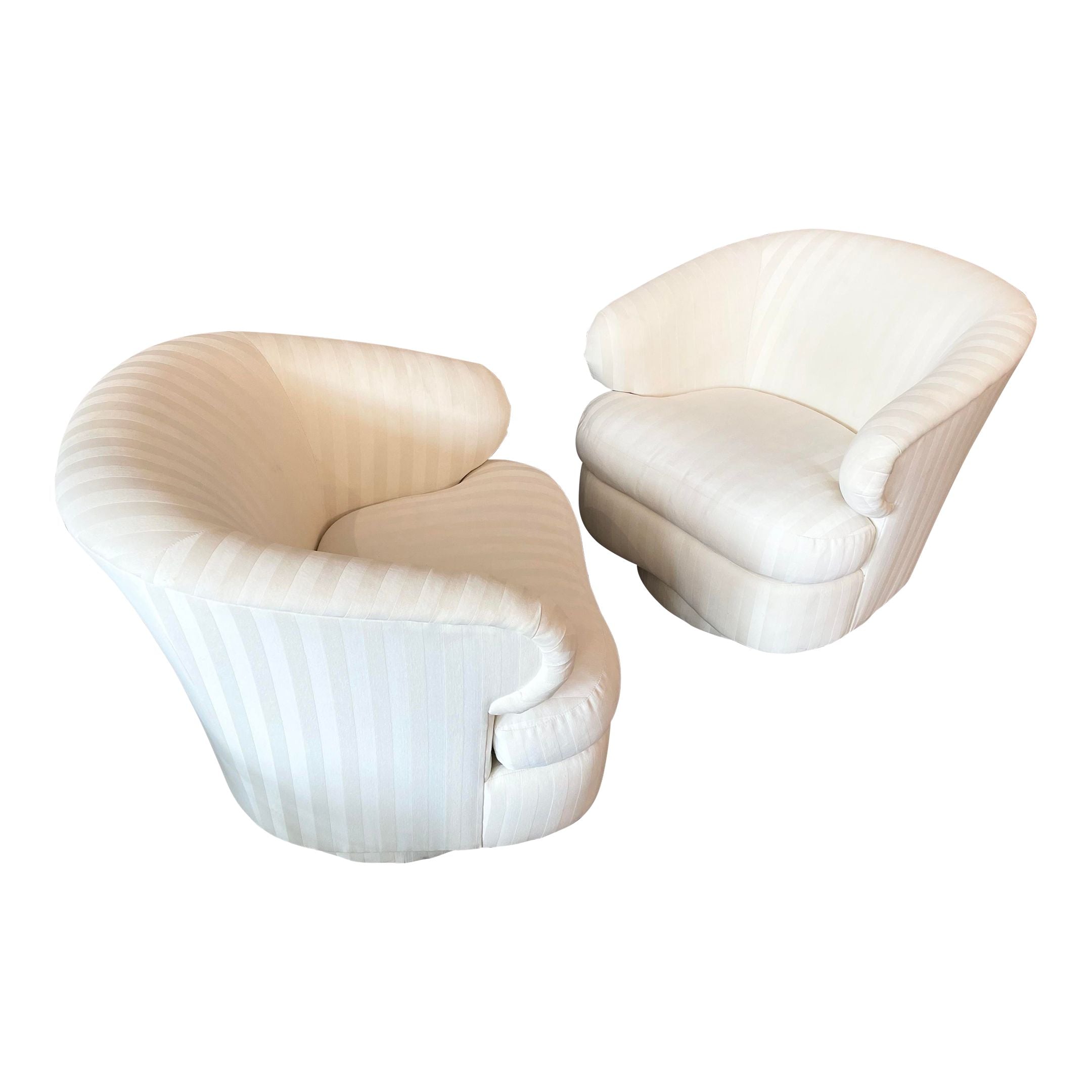 1990s Bernhardt Curved Arm Swivel Chairs - a Pair