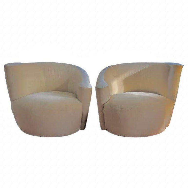 1990s Vladimir Kagan Nautilus Corkscrew Swivel Chairs - a Pair