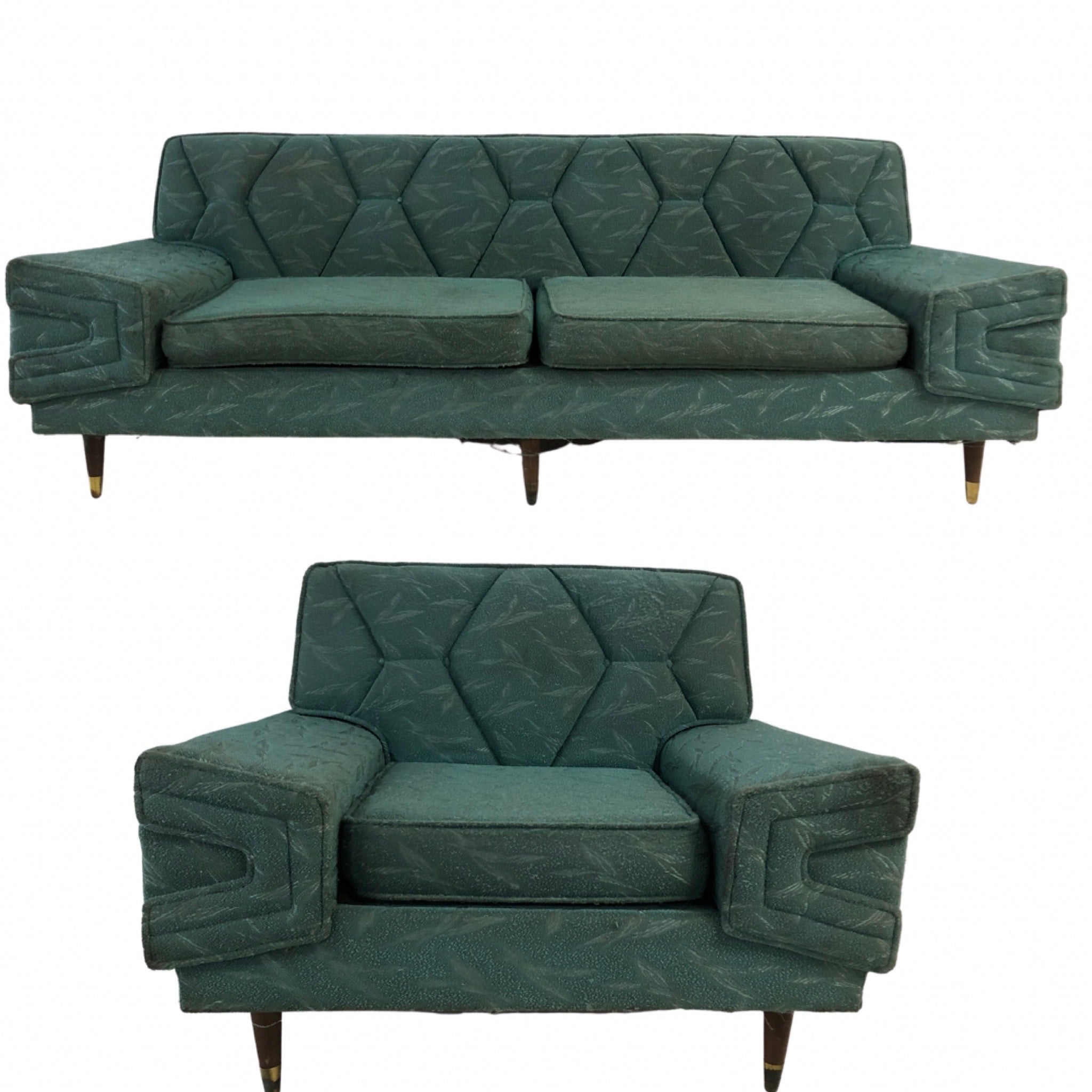 Kroehler Style Mid Century Sofa and Chair