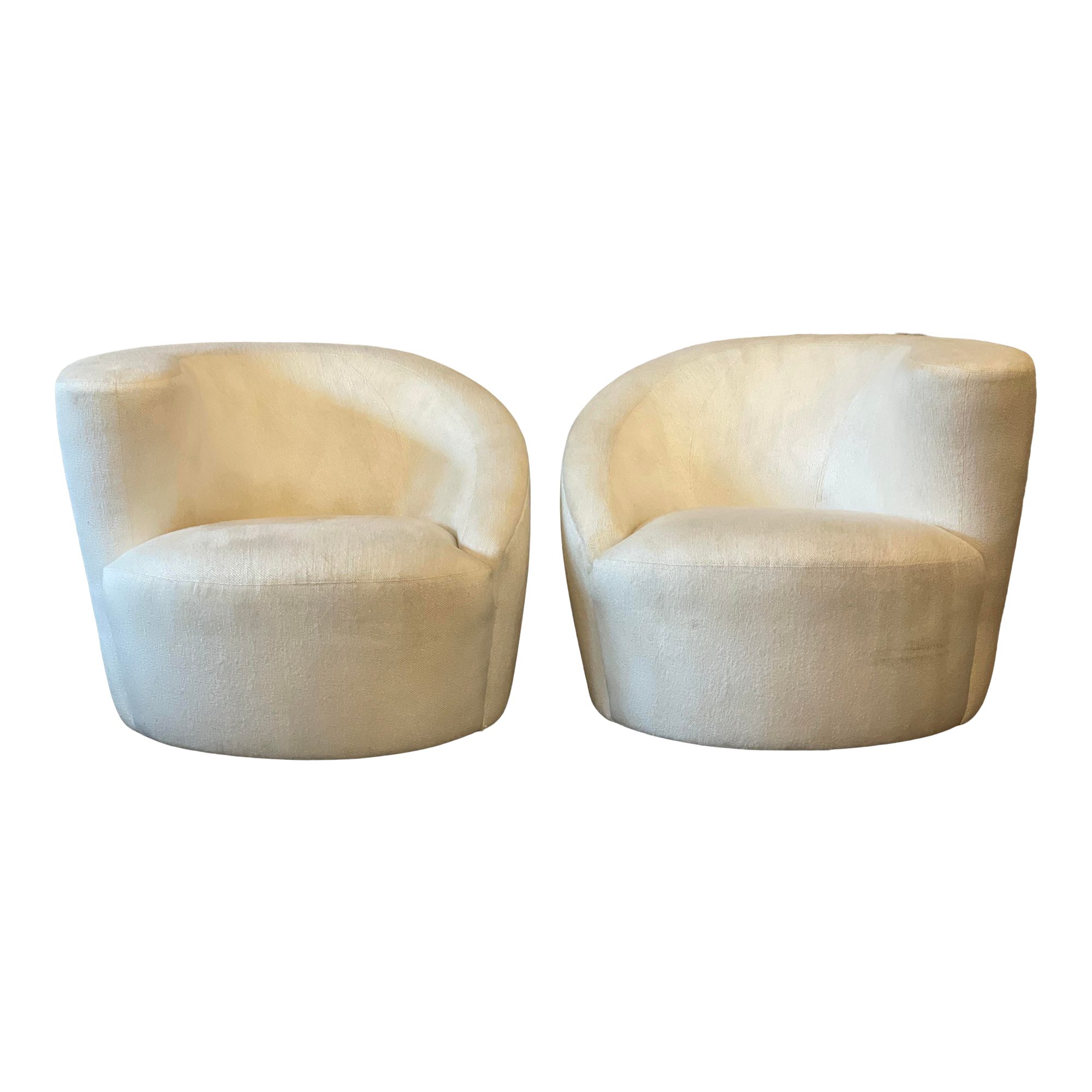 Vladimir Kagan Nautilus Corkscrew Swivel Chair - a Pair