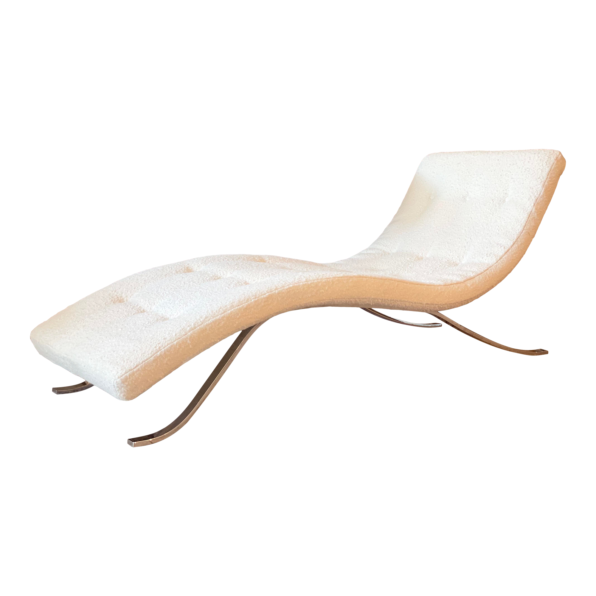 1980s Vintage Chrome Chaise in French Boucle
