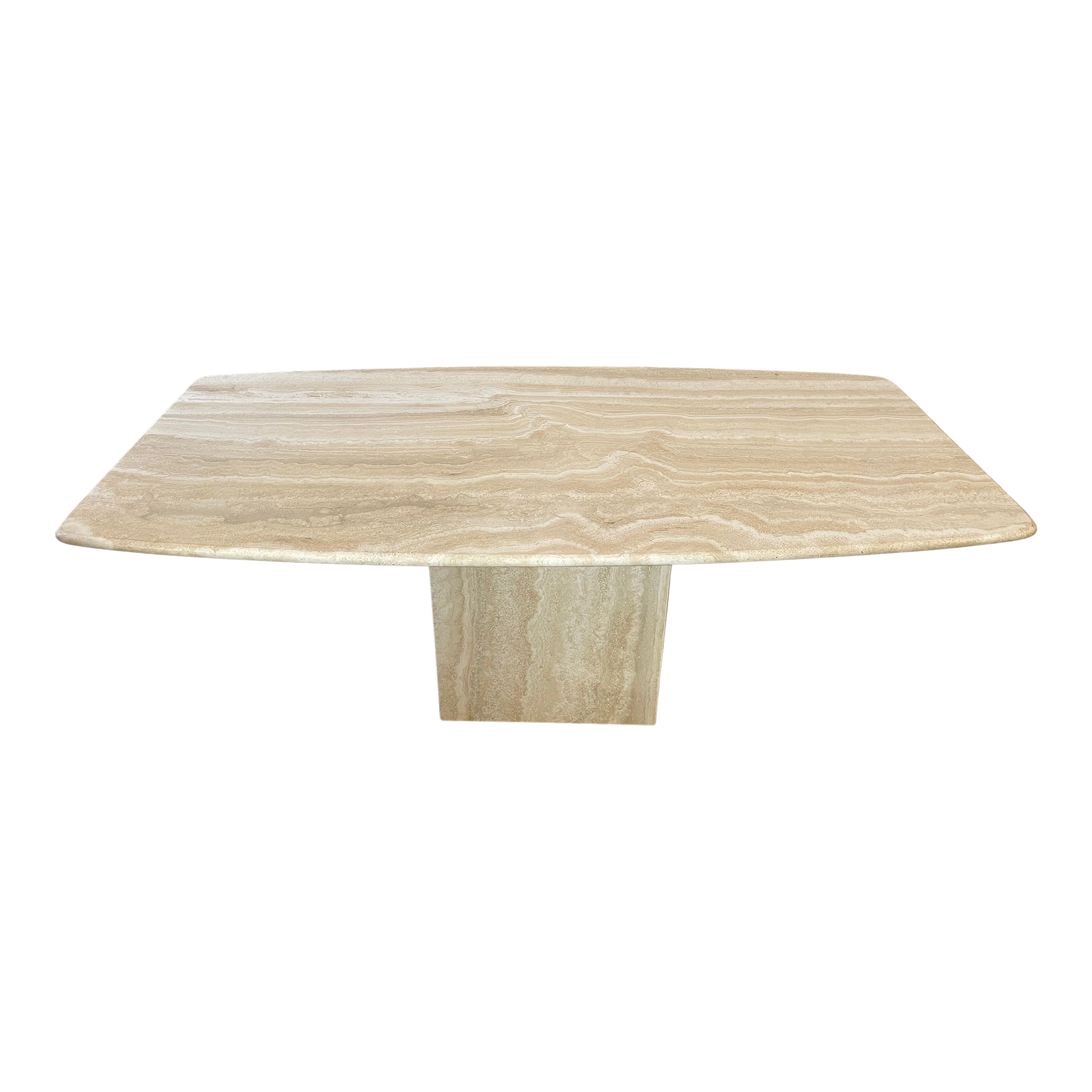 Italian Postmodern Travertine Dining Table Mid Century