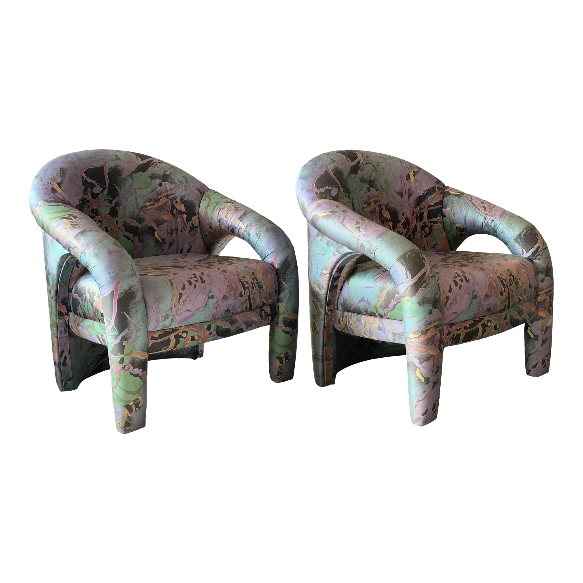 1980s Postmodern Sculptural Arc Chairs - a Pair