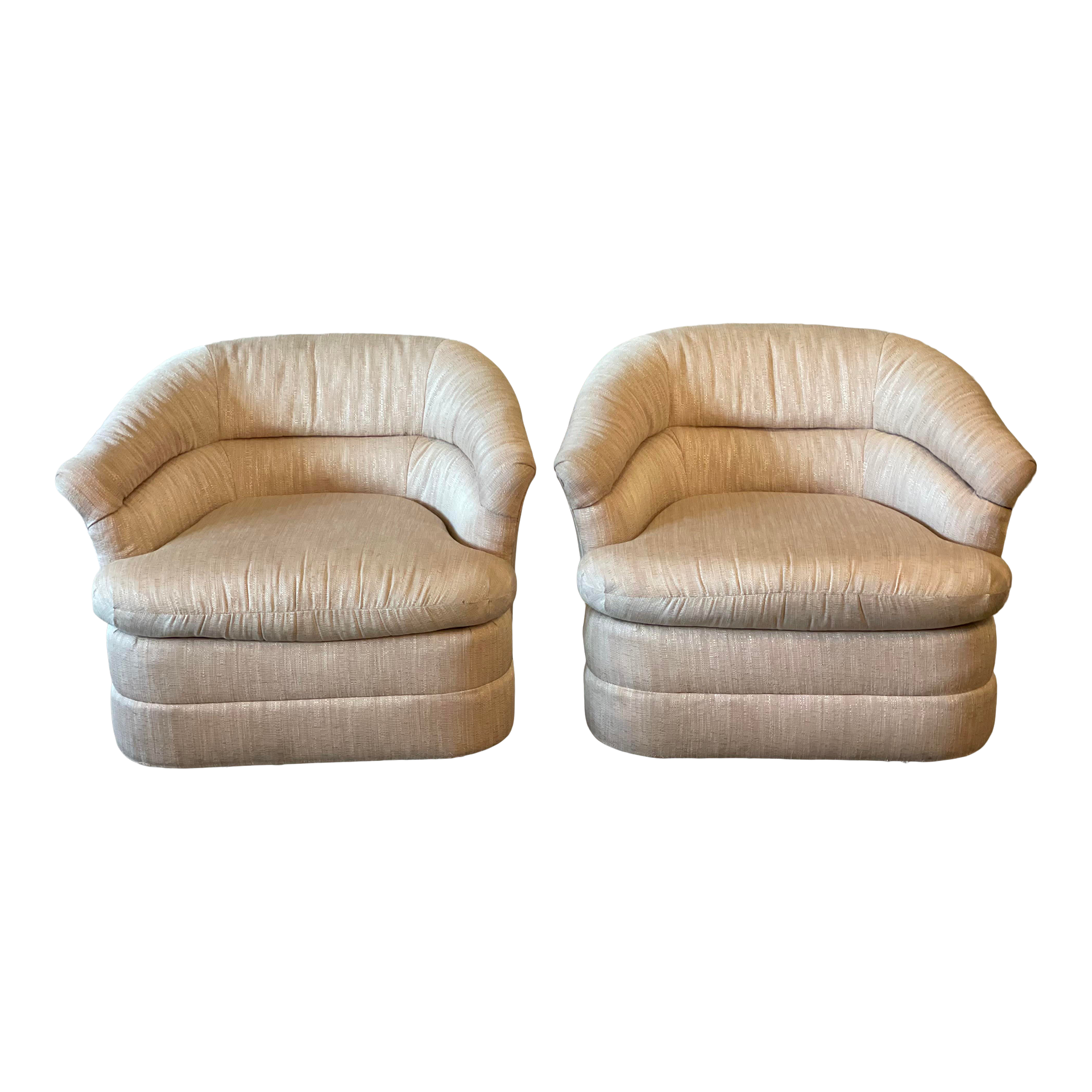1980s Vintage Flexsteel Swivel (360) Chairs - a Pair