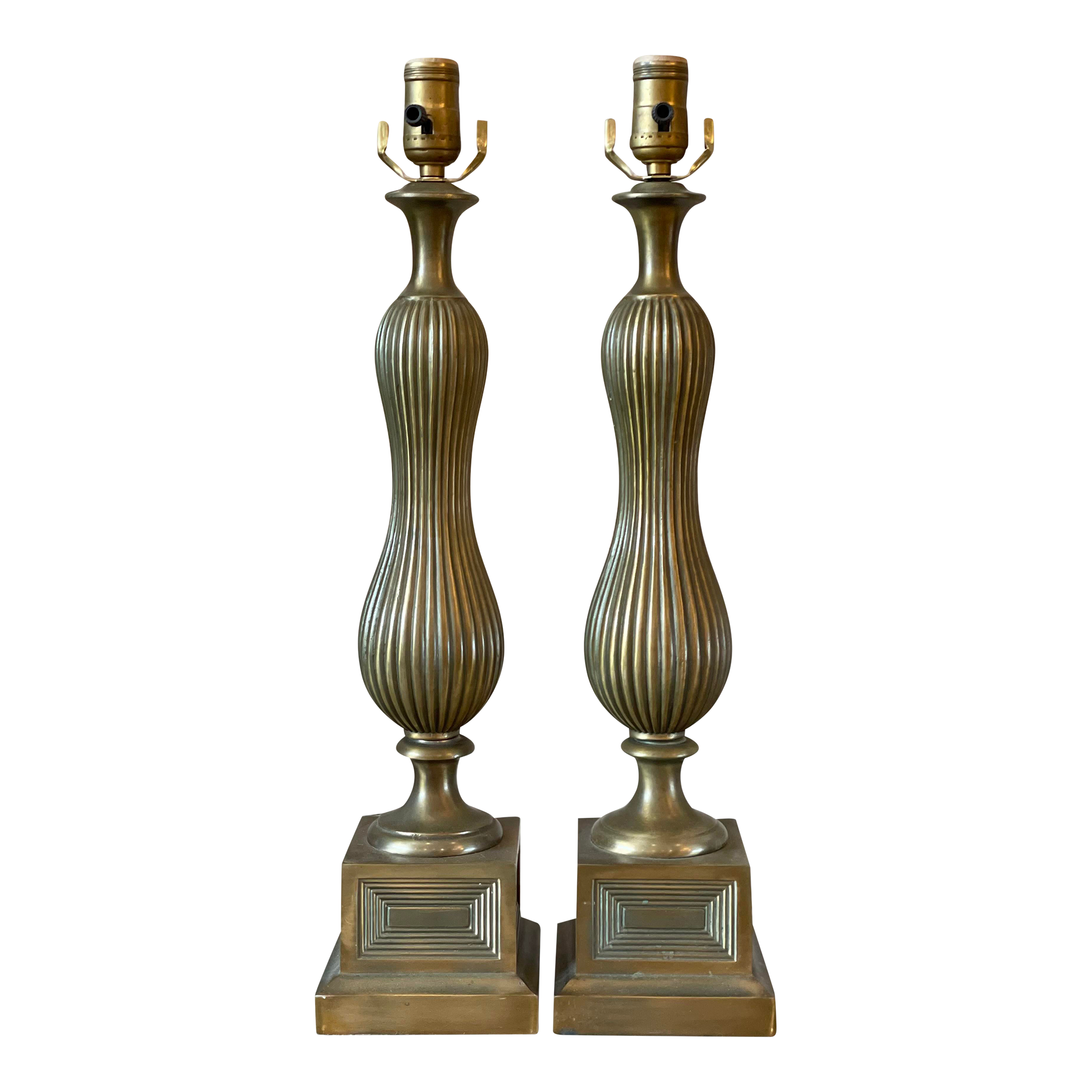 Vintage 1960s Brass Lamps - a Pair