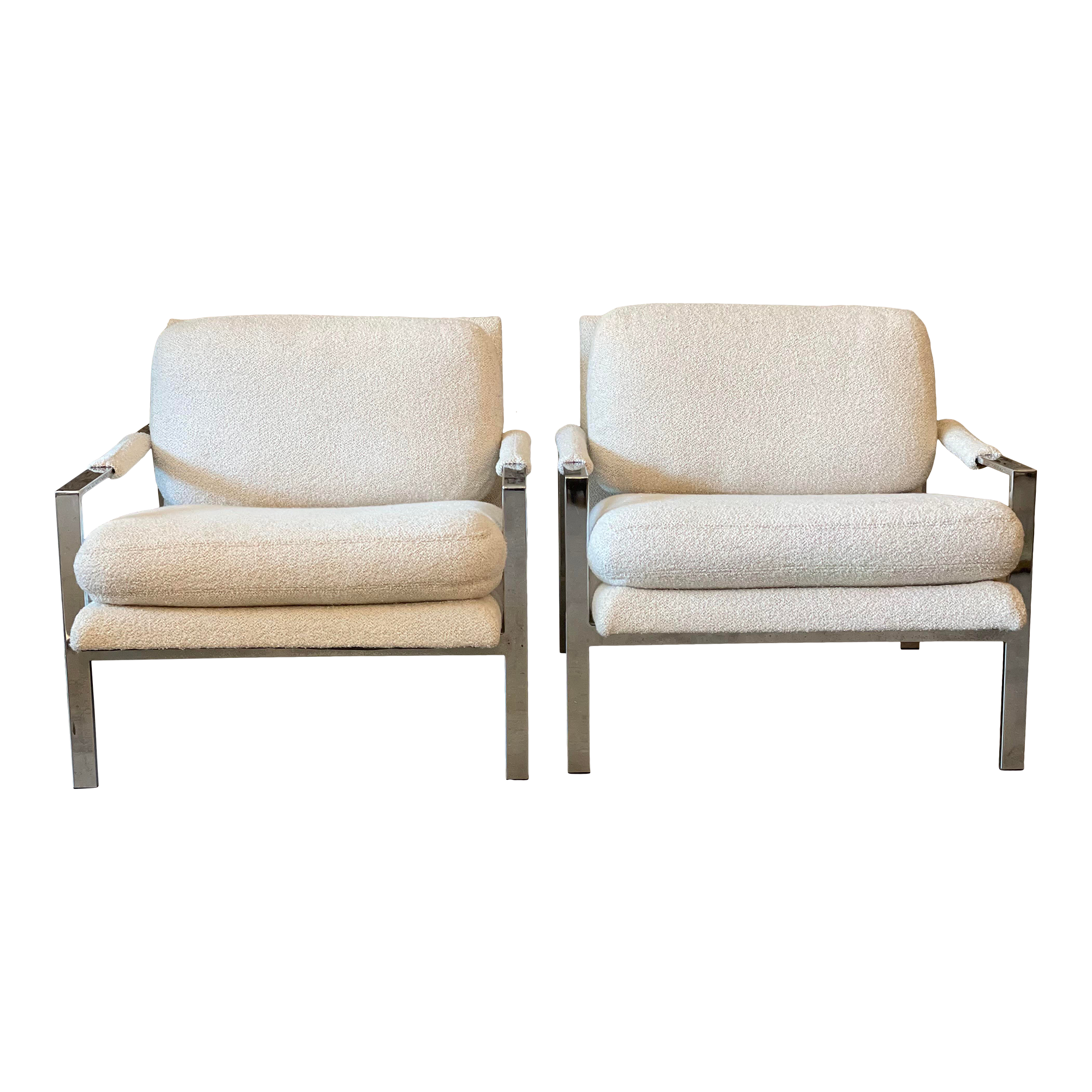Mid Century Chrome Chairs in the Style of Milo Baughman - a Pair
