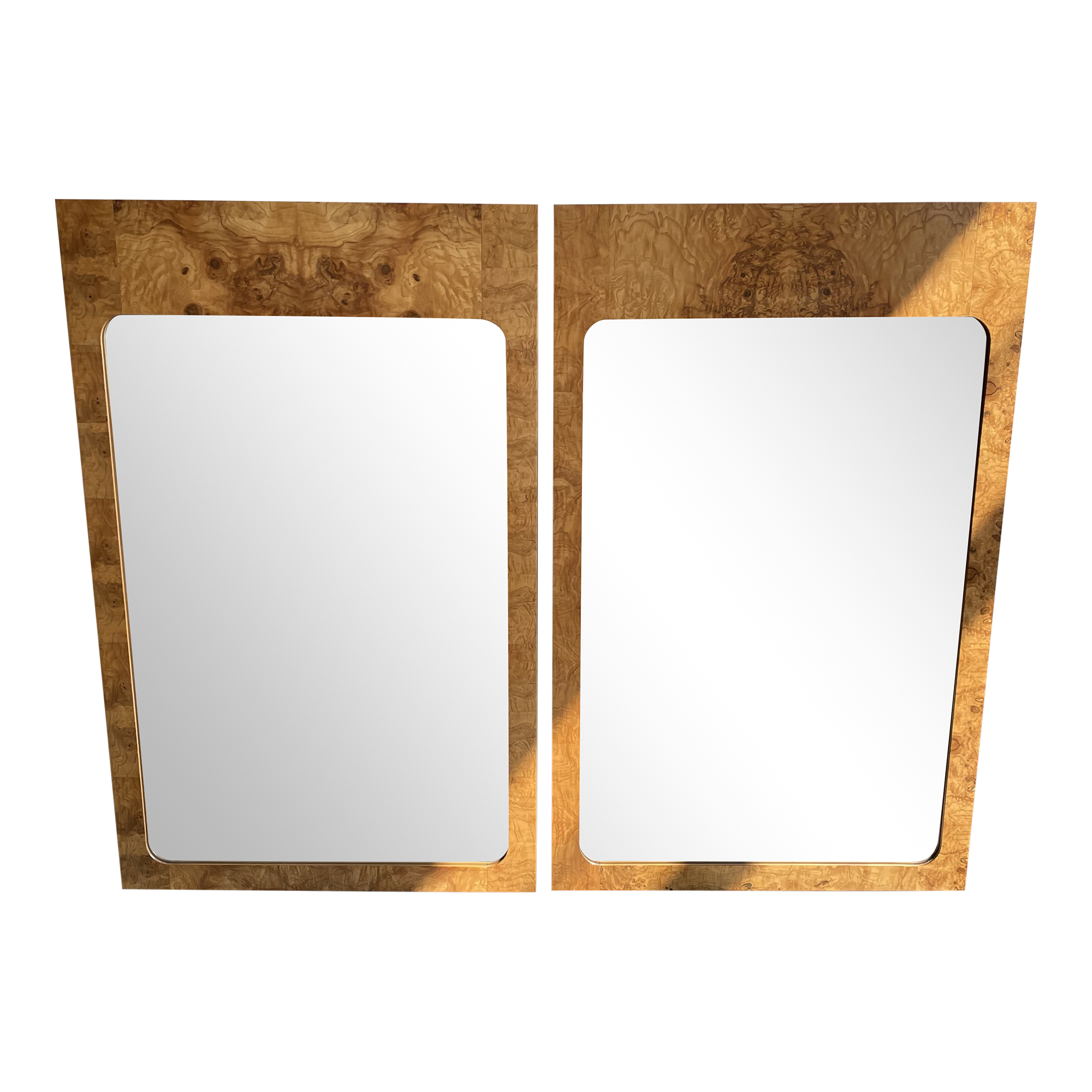 Vintage Lane Burled Wood Mirrors - a Pair