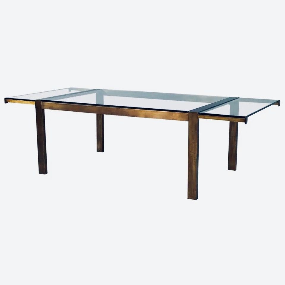 1960s John Stuart Brass Glass Extension Dining Table