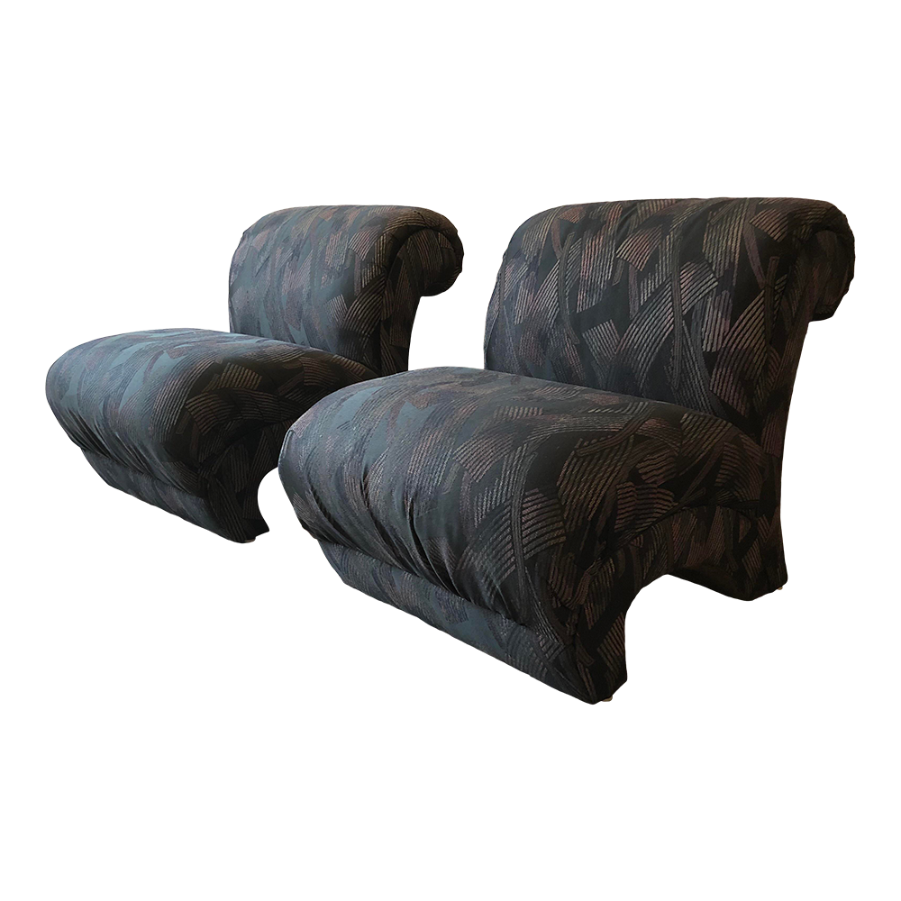 1980s Vintage Postmodern Curved Chairs - a Pair