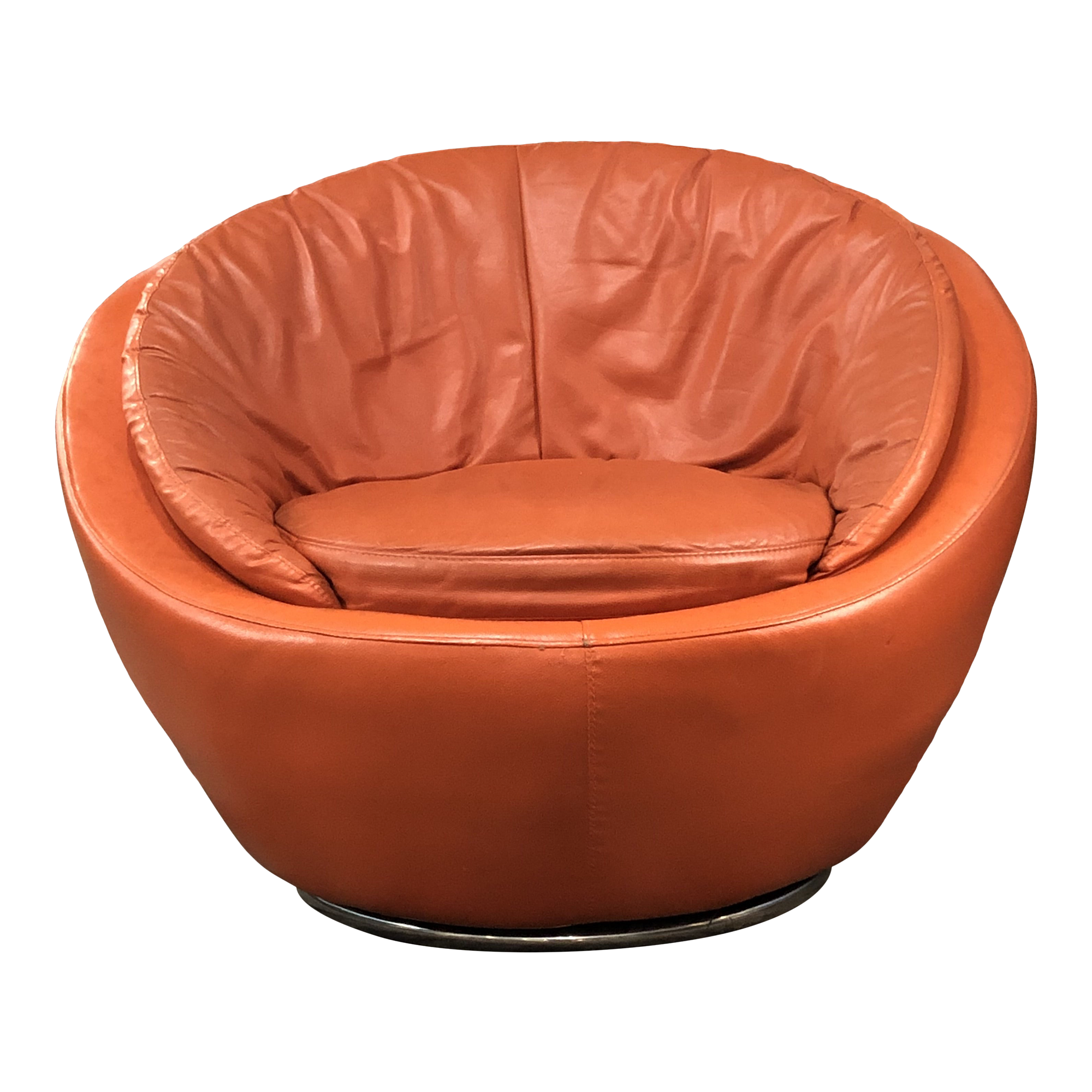 Vintage Mid Century Milo Baughman-Style Oversized Swivel Chair