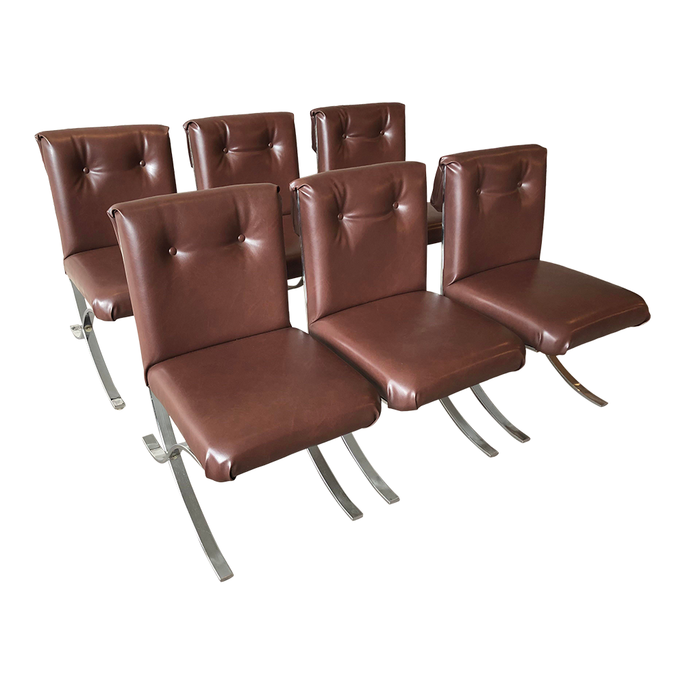 Mid Century Chrome Dining Chairs - Set of 6