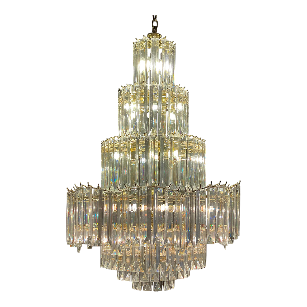 Vintage 1980s Lucite Large Chandelier