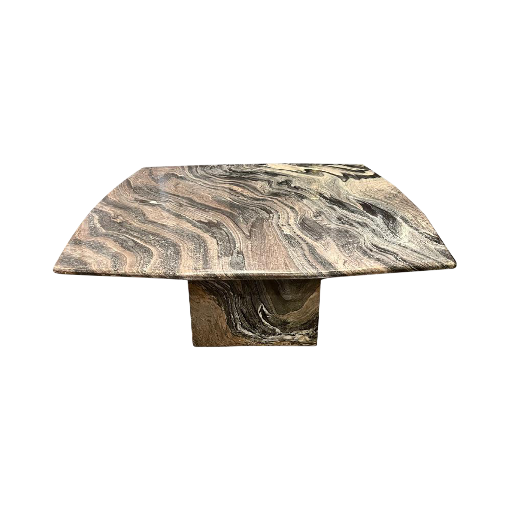 Cipollino Ondulato Postmodern Black Blush Ivory Italian Marble Coffee Table