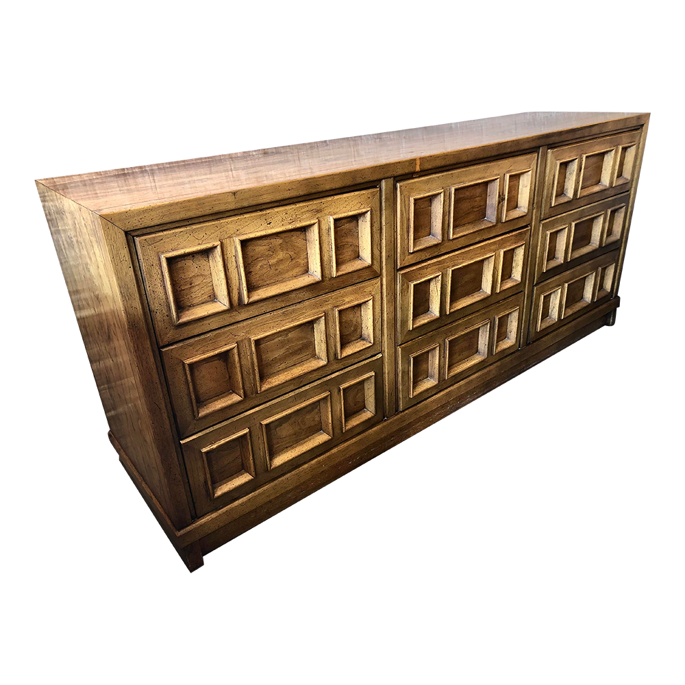 Vintage Drexel Square Drawer Credenza