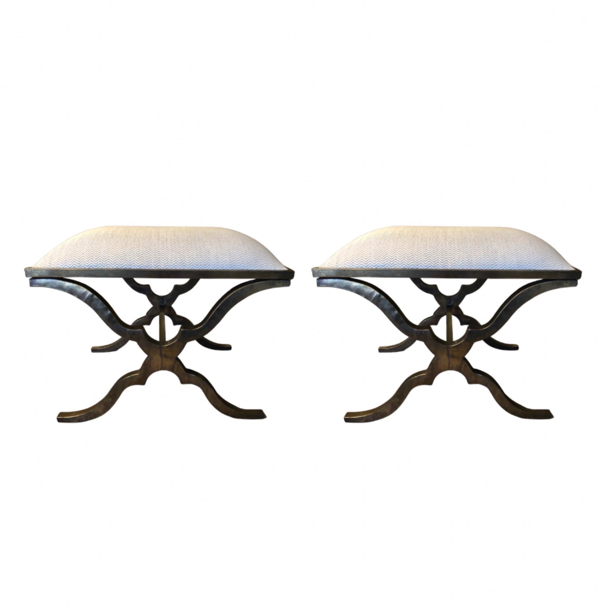 Contemporary Uttermost "X" Bench Stools - A Pair