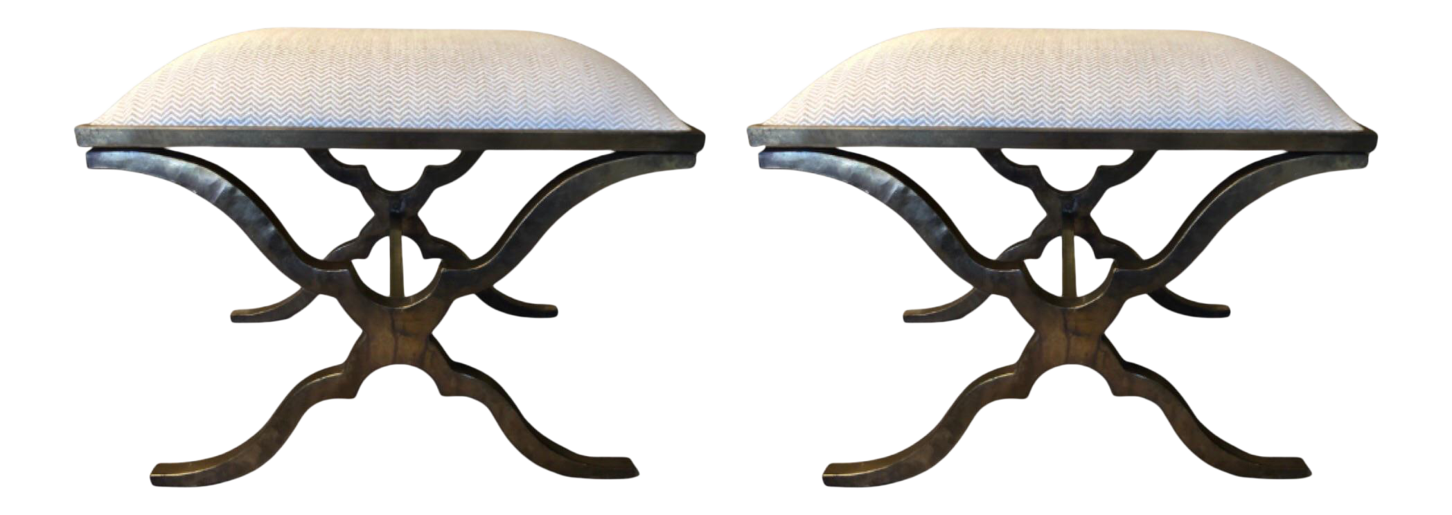 Contemporary Uttermost "X" Bench Stools - A Pair