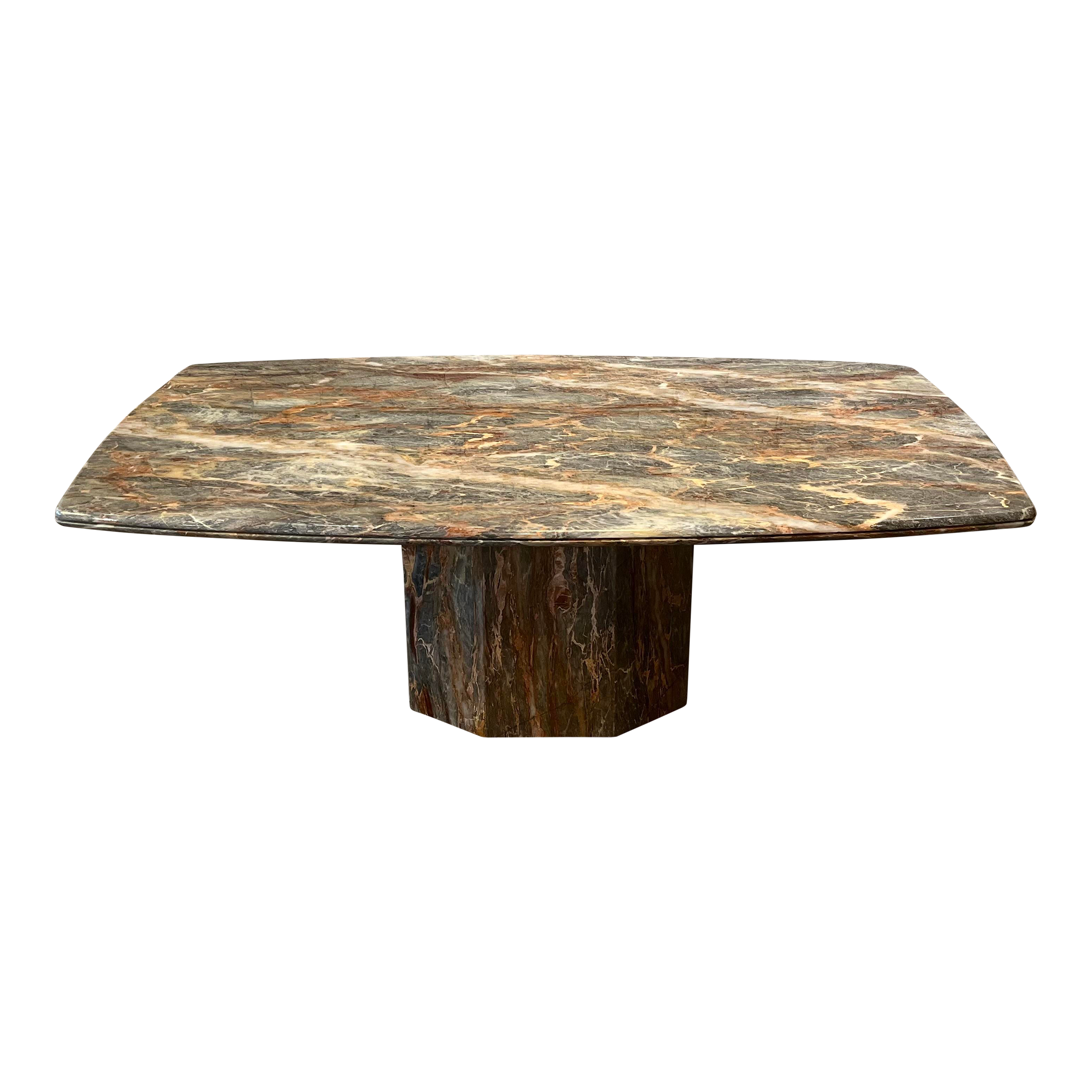 Italian 1970s Fior Di Pesco Marble Vintage Dining Table