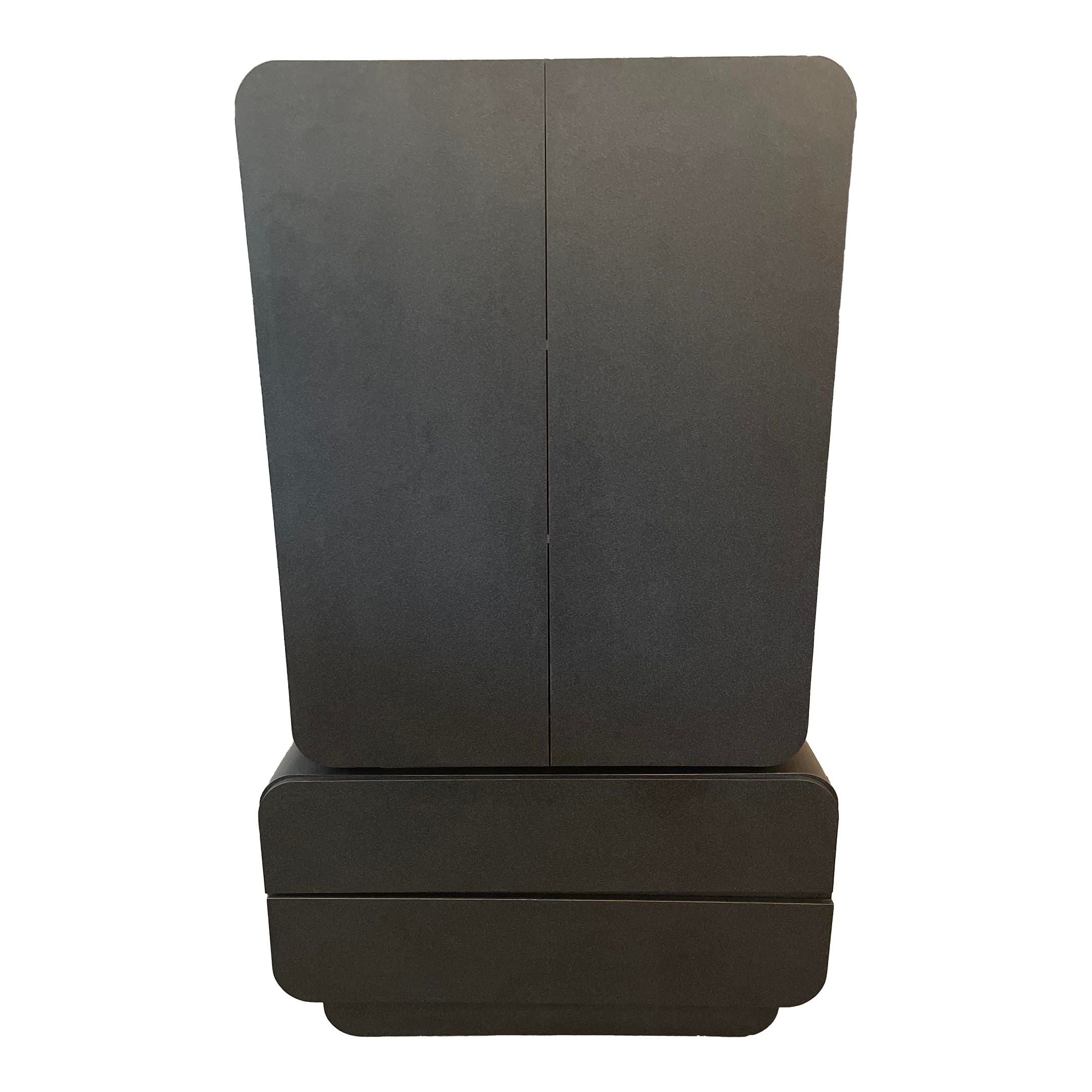 Postmodern Black Hutch Armoire