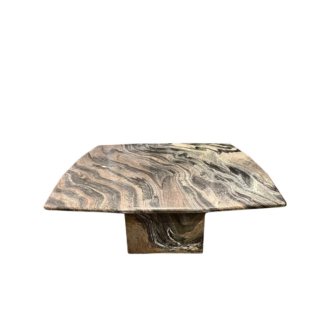 Cipollino Ondulato Postmodern Black Blush Ivory Italian Marble Coffee Table
