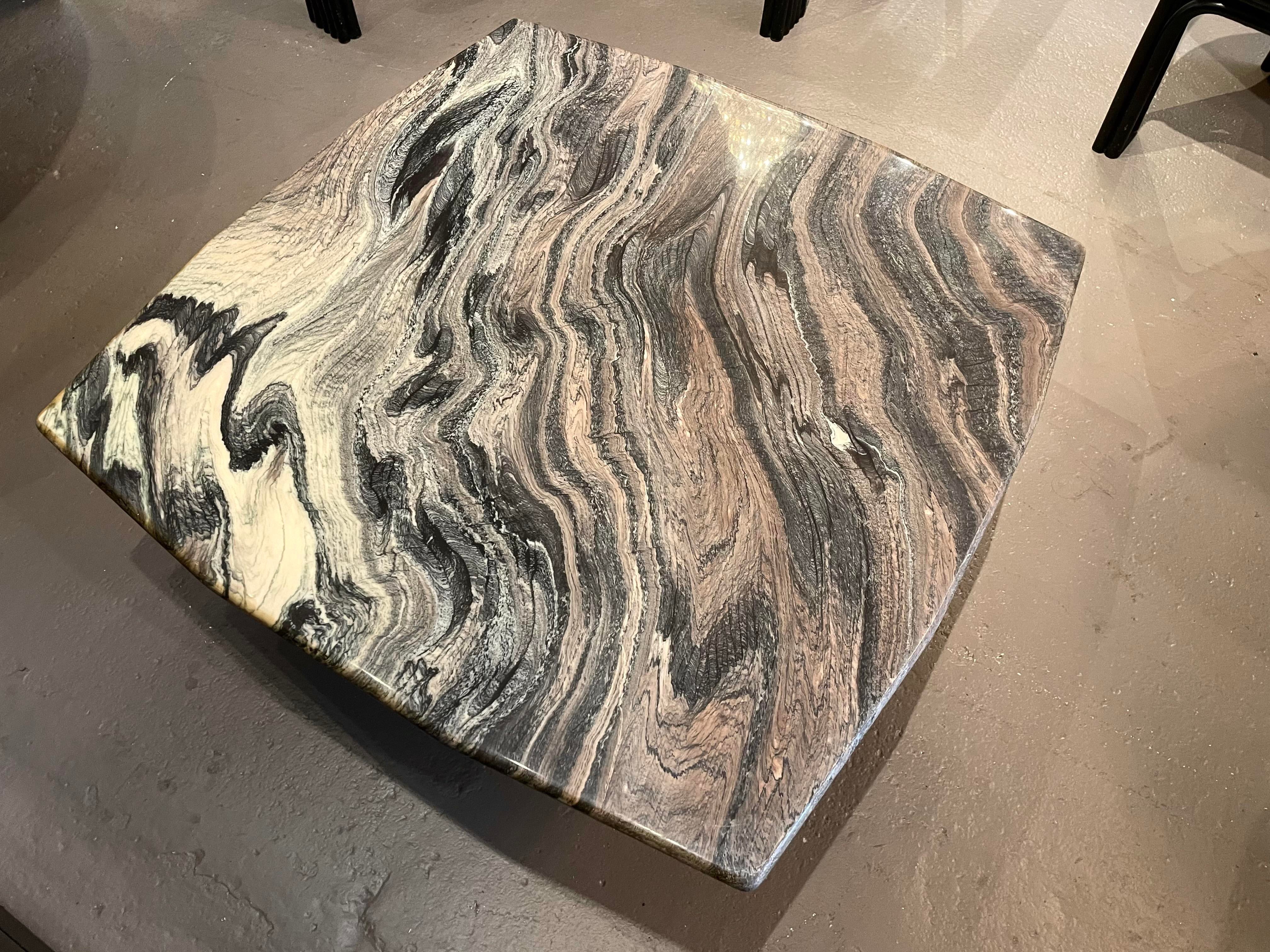 Cipollino Ondulato Postmodern Black Blush Ivory Italian Marble Coffee Table