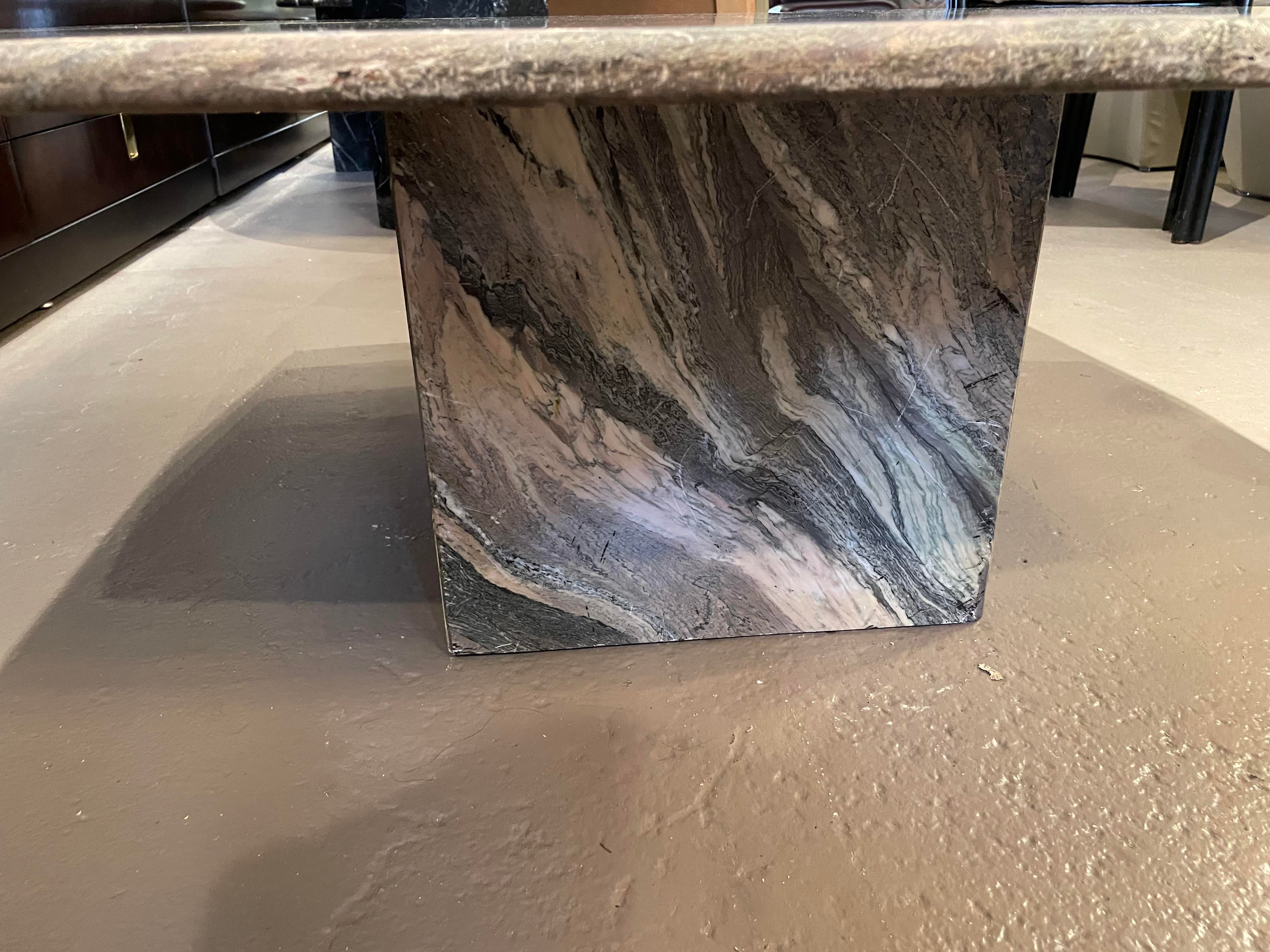 Cipollino Ondulato Postmodern Black Blush Ivory Italian Marble Coffee Table
