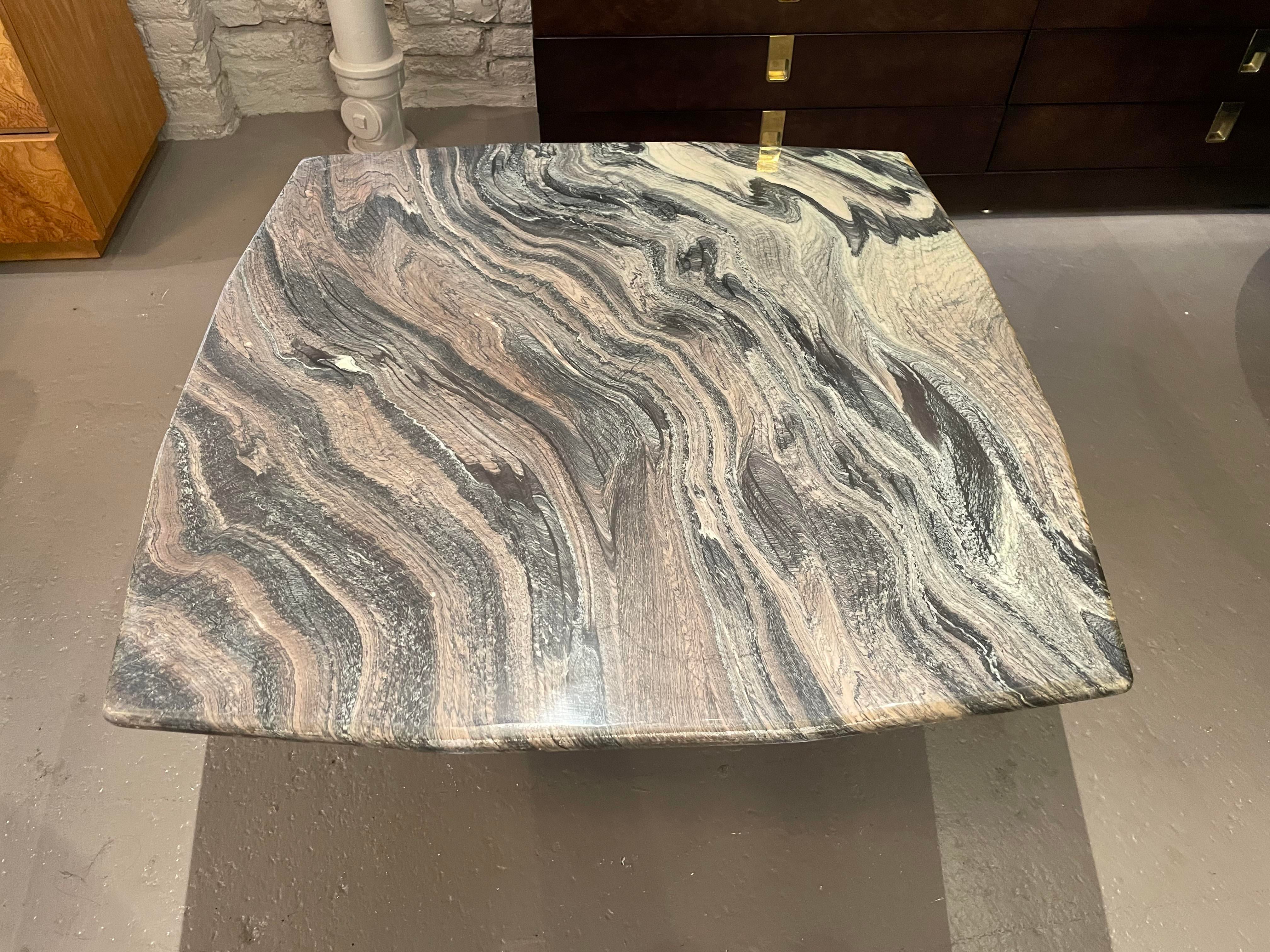 Cipollino Ondulato Postmodern Black Blush Ivory Italian Marble Coffee Table
