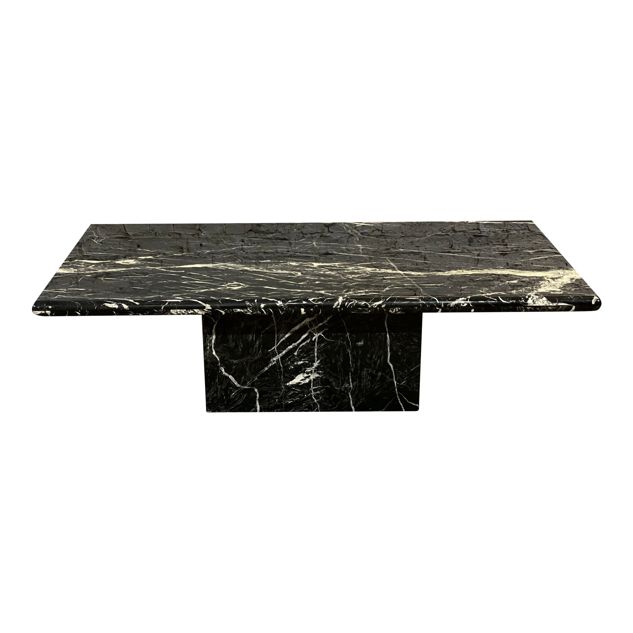 Postmodern Nero Marquina Marble Coffee Table
