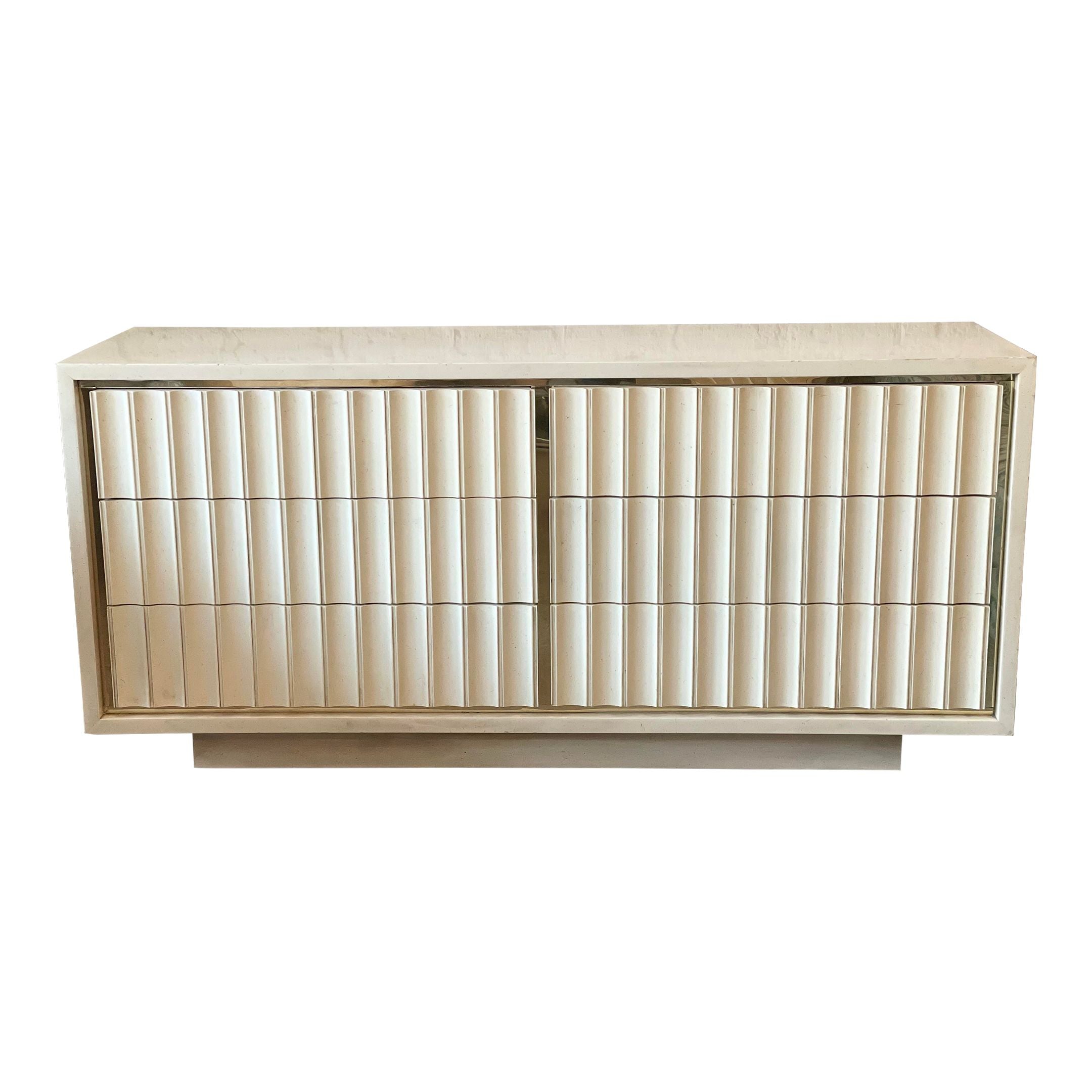 Postmodern Vintage Dresser With Fluted and Brass Details