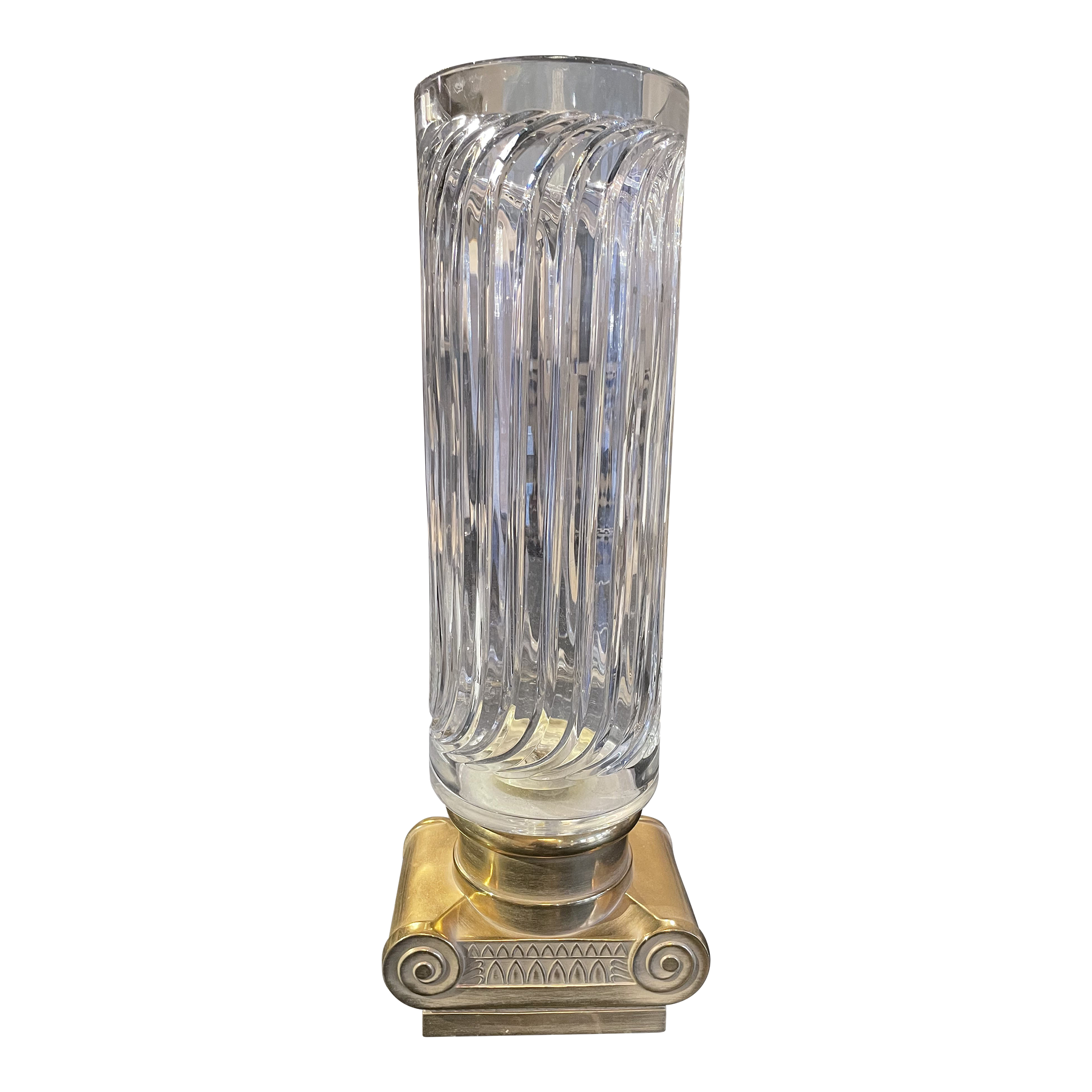Vintage Brass and Crystal Vase
