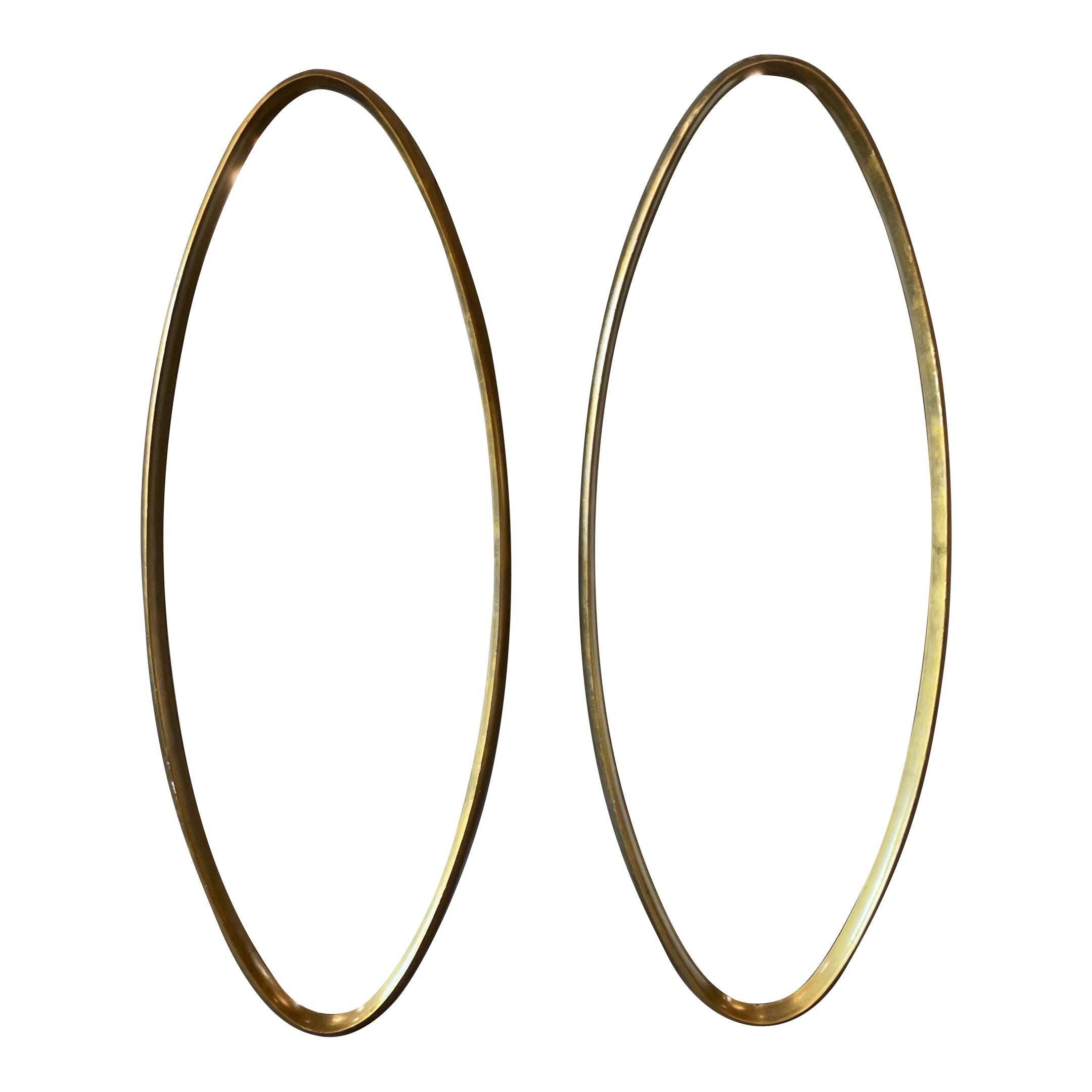 Vintage Gold Gilt Oval Mirrors - a Pair