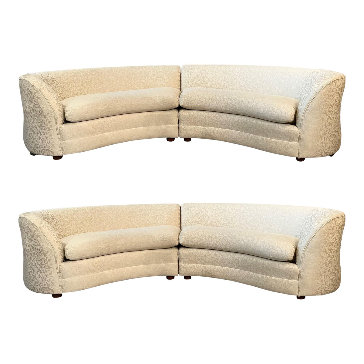 Vintage Italian Custom Curved Sofas a Pair Curated by SG